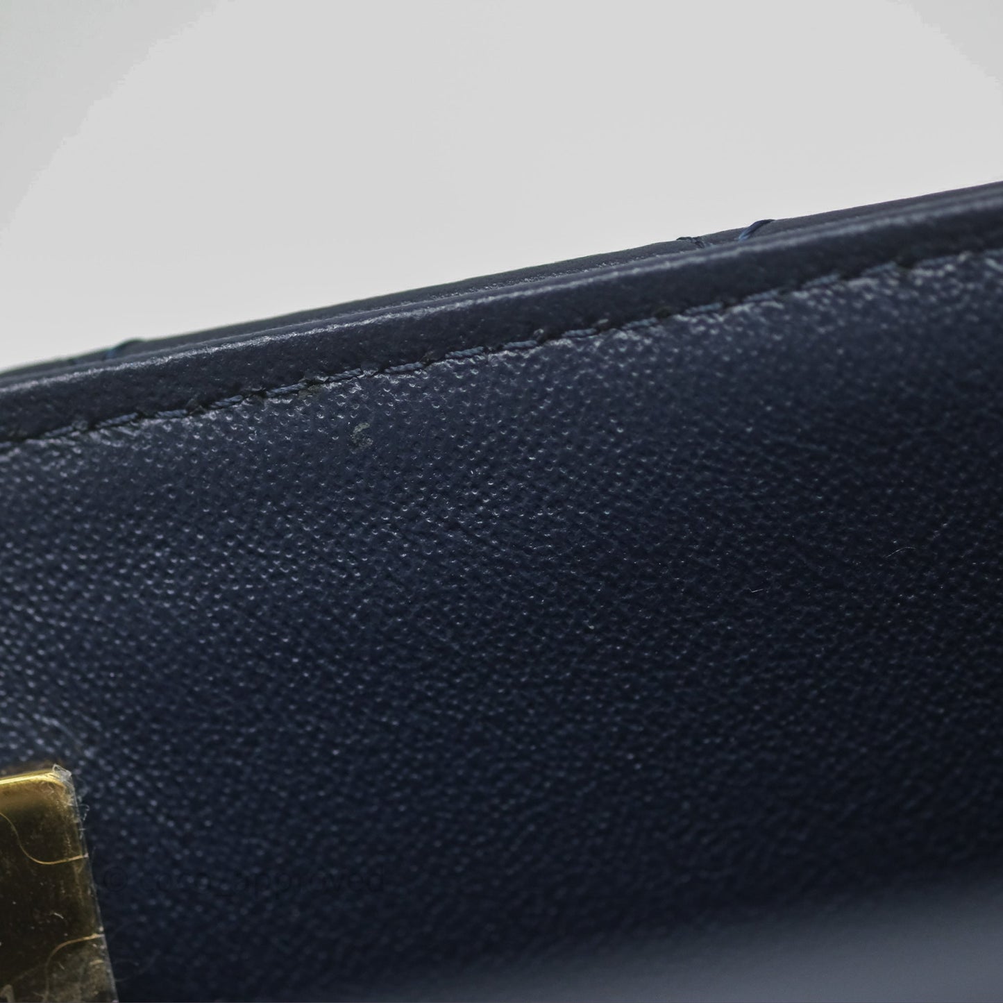 Chanel Top Handle Mini Rectangular Flap Bag Navy Lambskin Gold Hardware