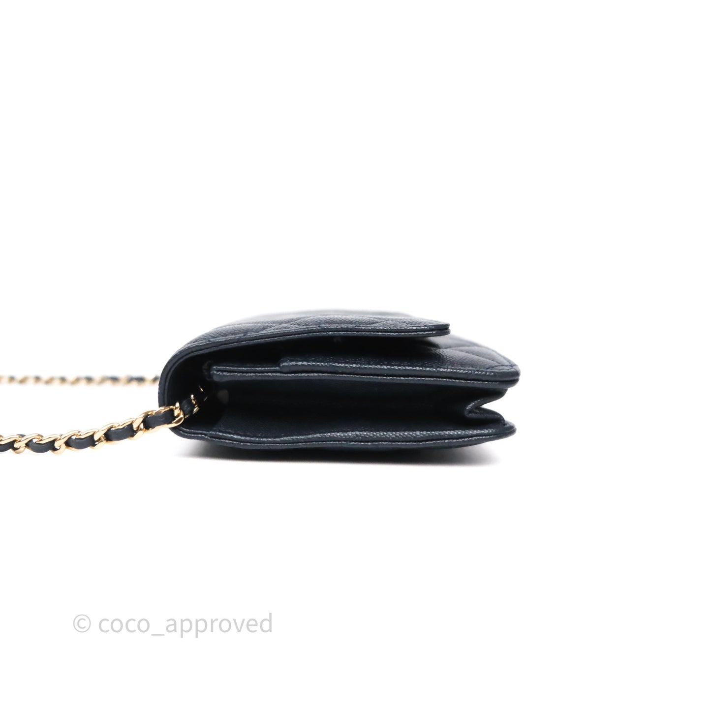 Chanel Classic Wallet On Chain WOC Quilted Navy Caviar Gold Hardware