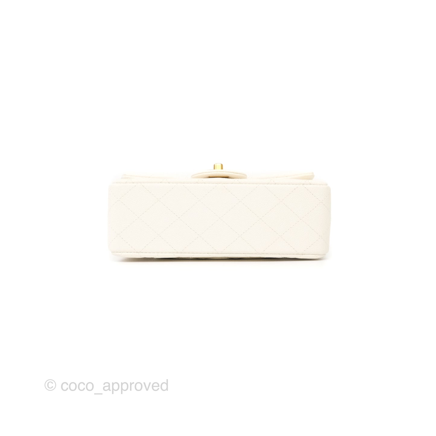 Chanel Top Handle Mini Rectangular Flap Bag Ivory Caviar Gold Hardware