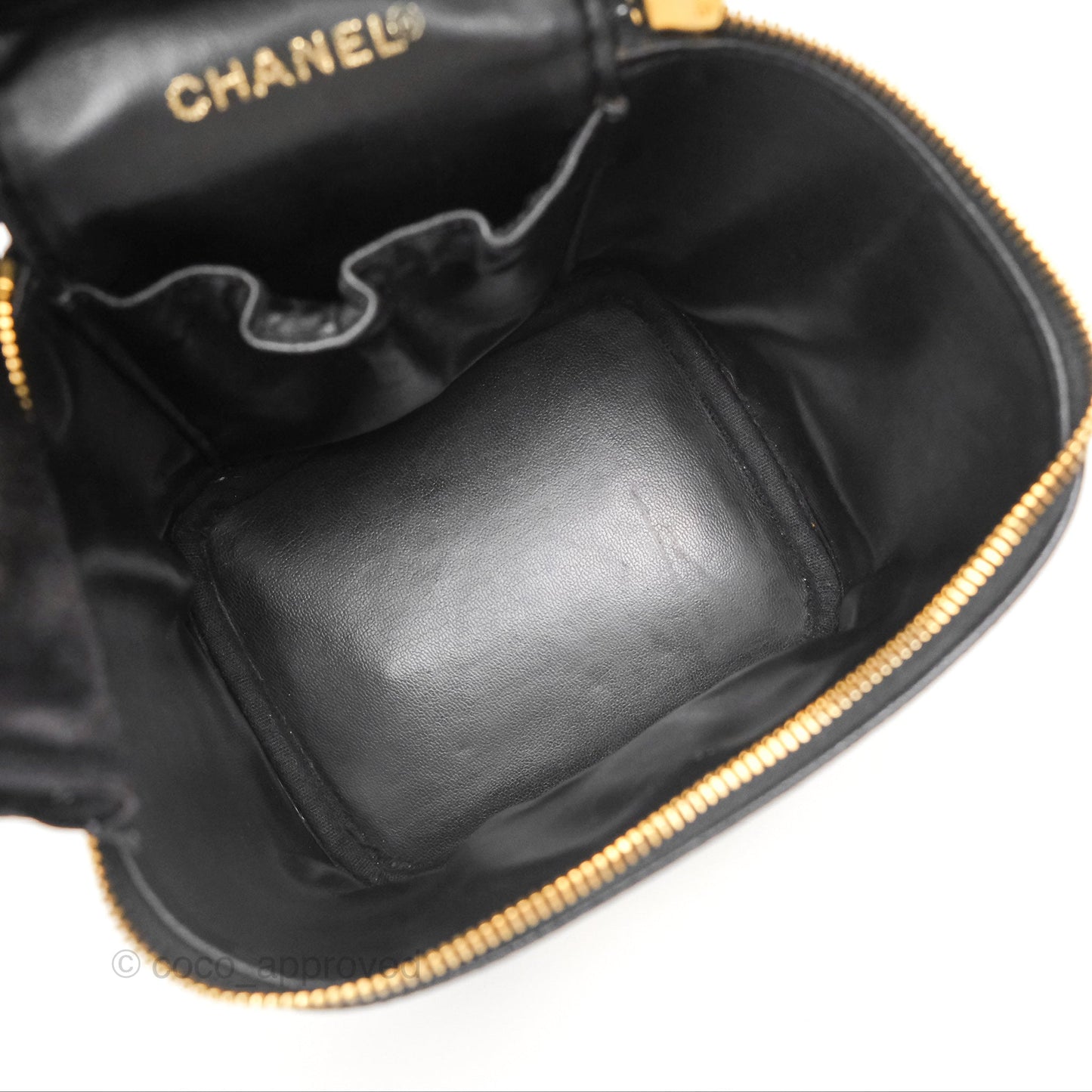 Chanel Vintage Vanity Case Black Caviar Gold Hardware
