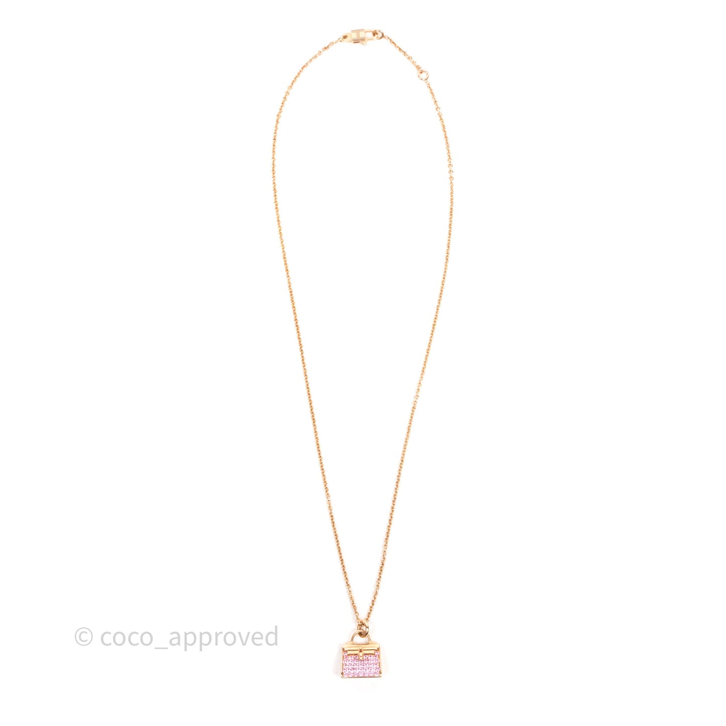 Hermès Kelly Amulettes Pink Diamonds Pendant Necklace Rose Gold