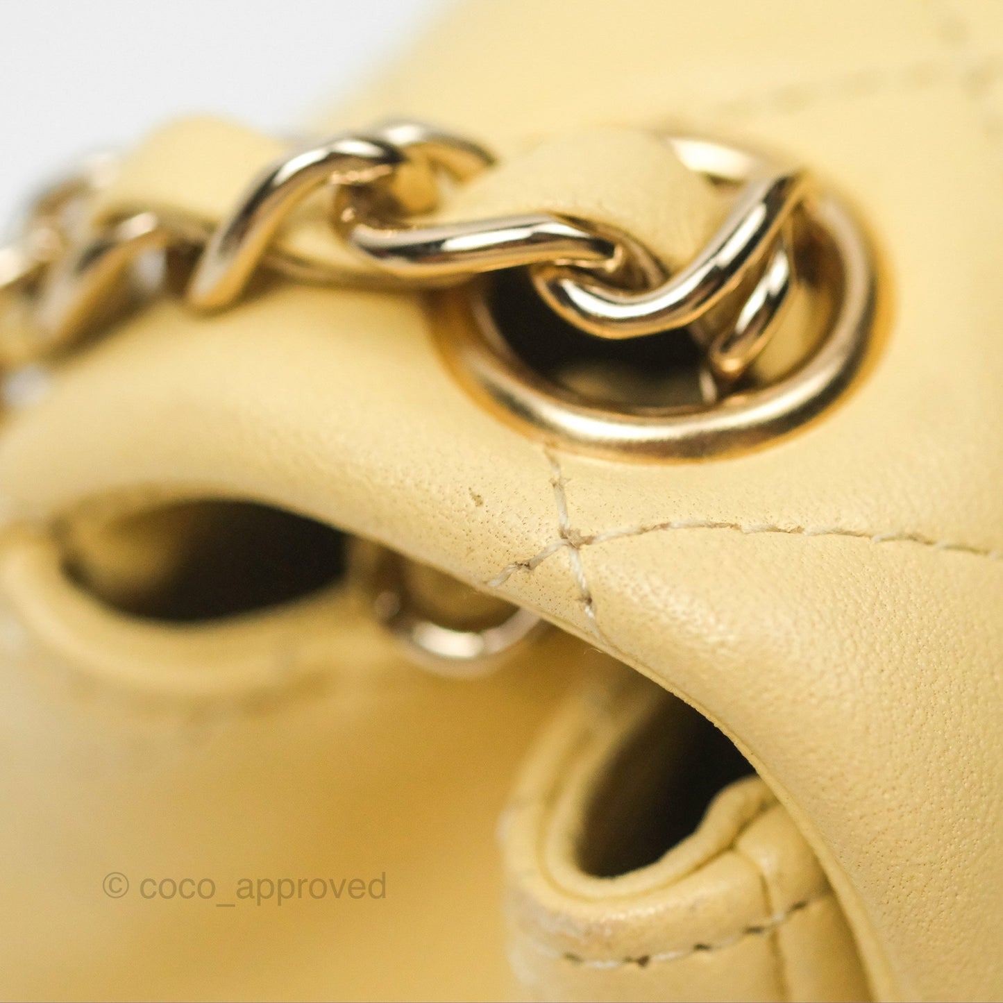 Chanel Mini Square Quilted Yellow Lambskin Gold Hardware