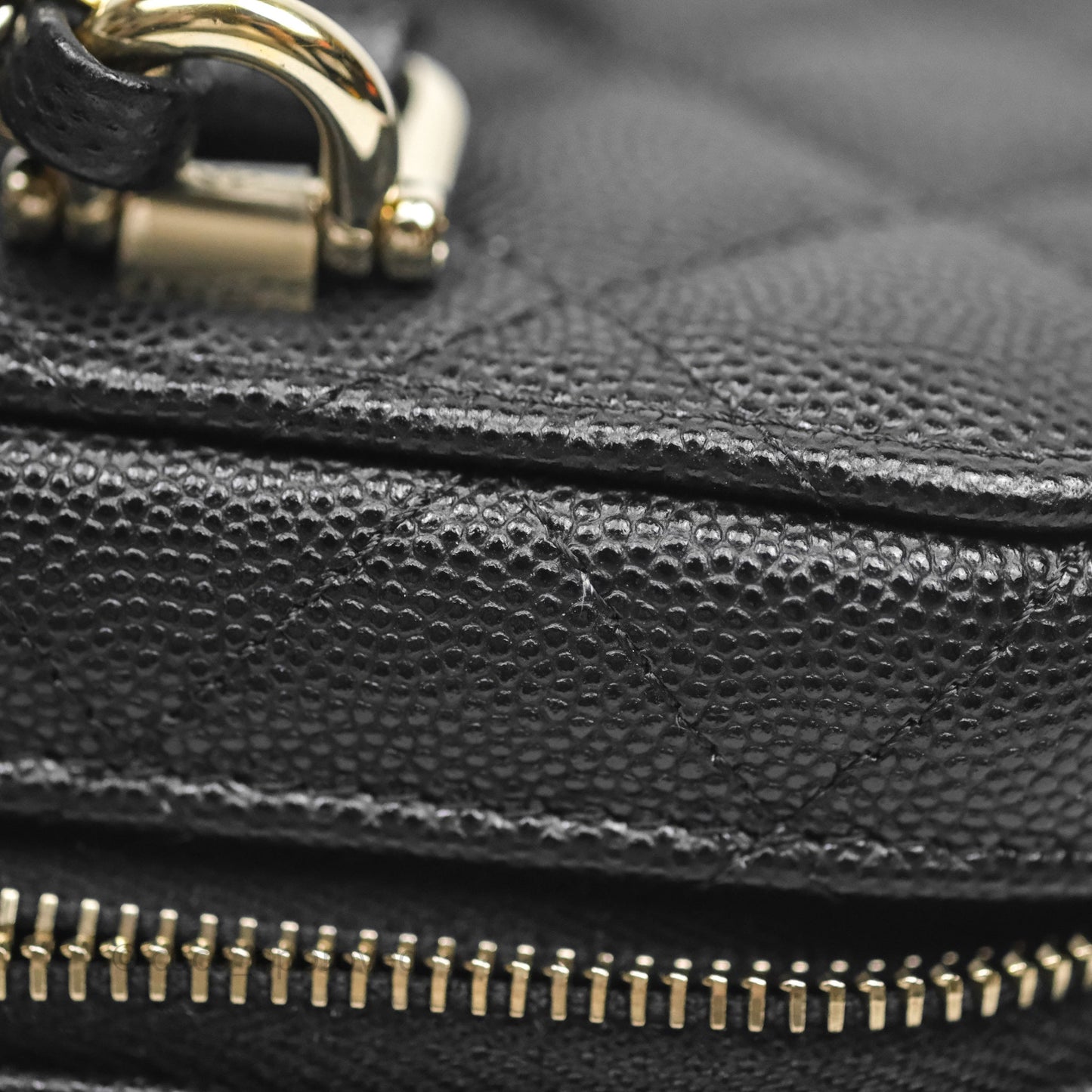 Chanel Quilted Top Handle Vanity Case Black Caviar Gold Hardware