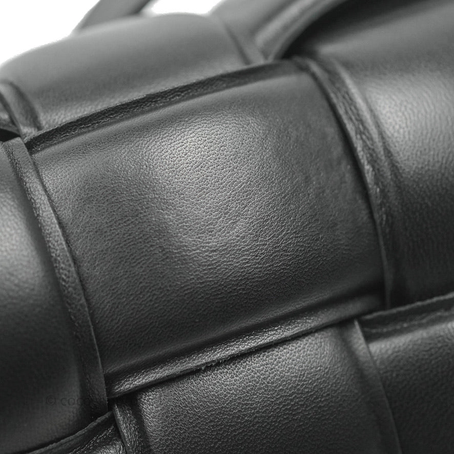 Bottega Veneta Padded Cassette Shoulder Bag Intrecciato Black Lambskin Gold Hardware
