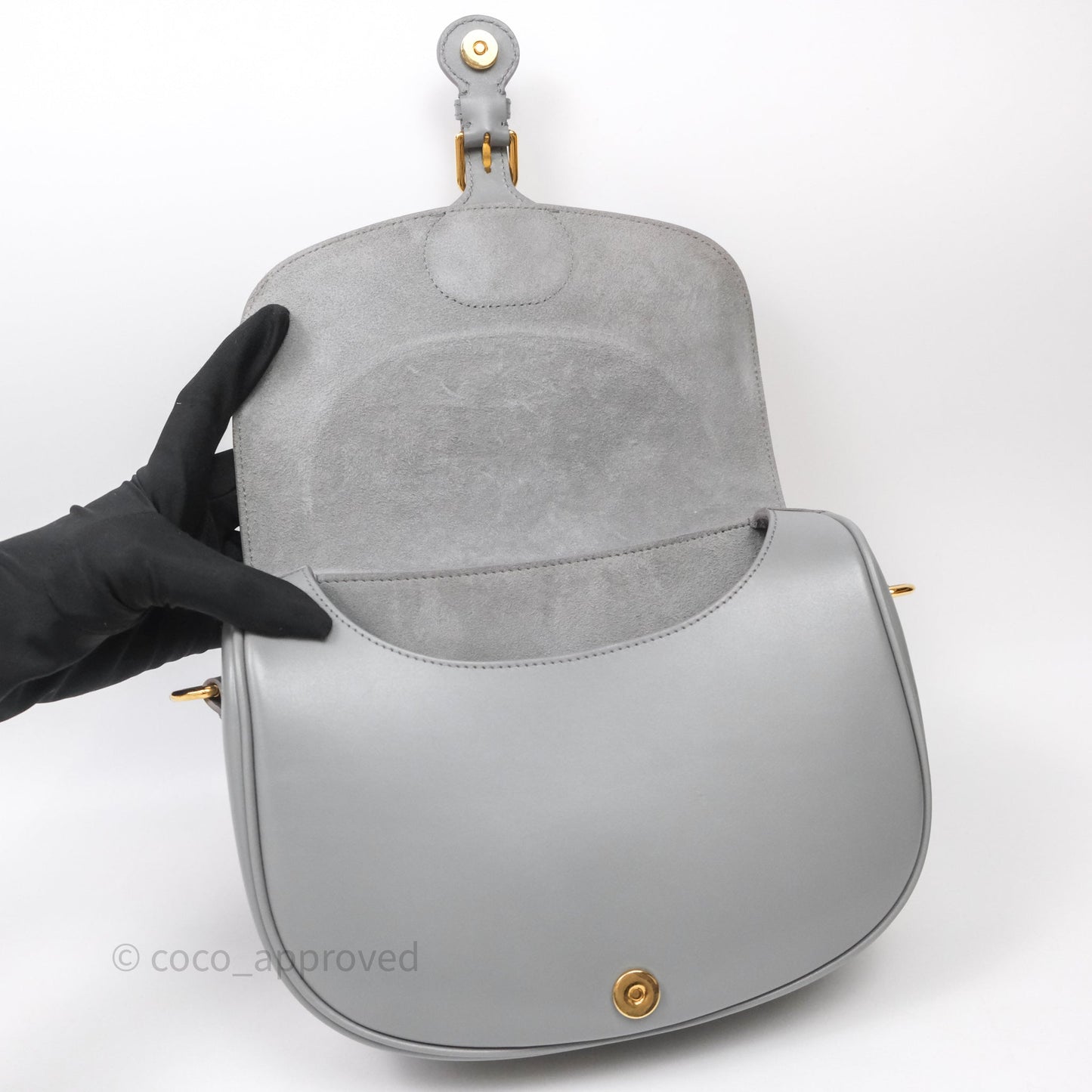 Christian Dior Medium Bobby Flap Grey Box Calfskin