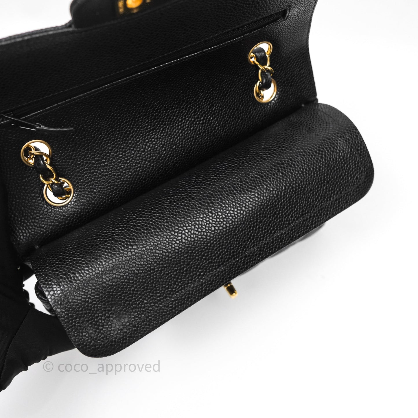 Chanel Small Classic Flap Quilted Black Caviar Gold Hardware