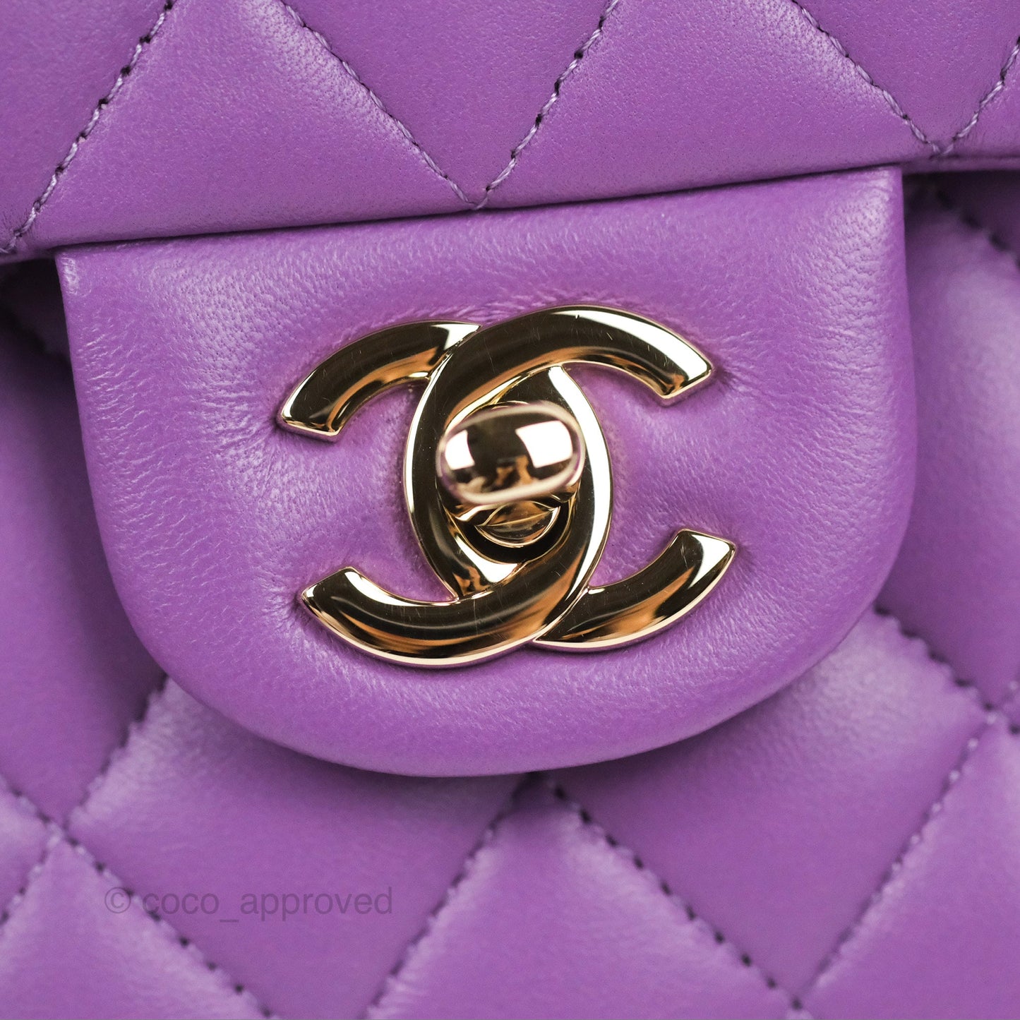 Chanel Small Classic Quilted Flap Purple Lambskin Gold Hardware