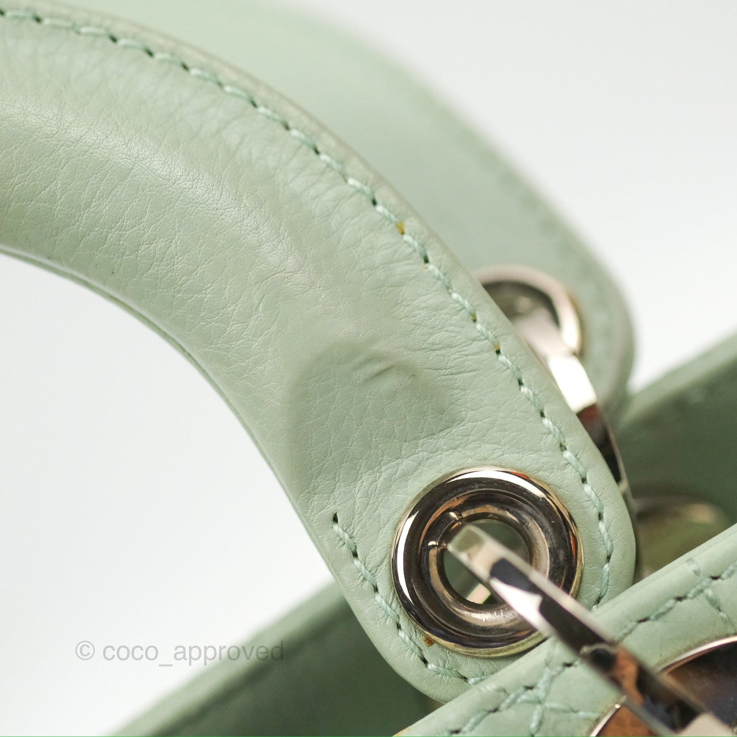 Dior East West Lady Dior Mint Green Calfskin Silver Hardware