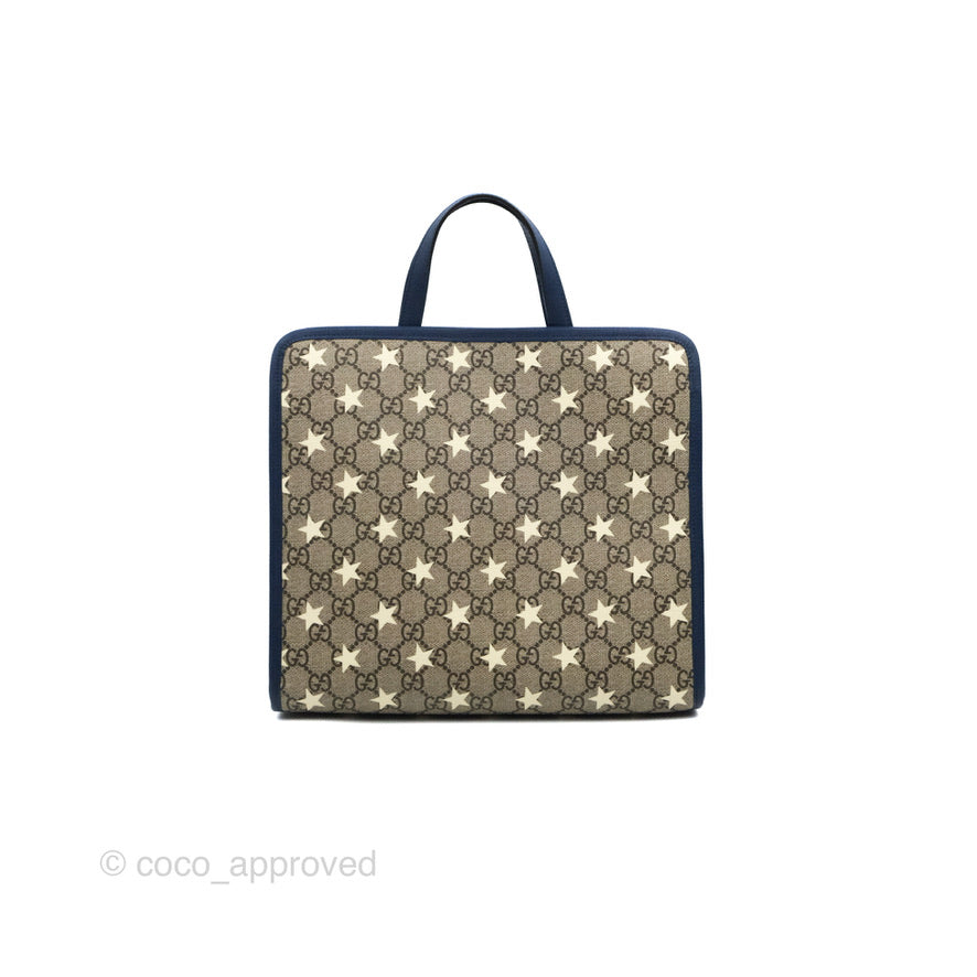 Gucci Tote Bag GG Supreme Monogram Stars Navy