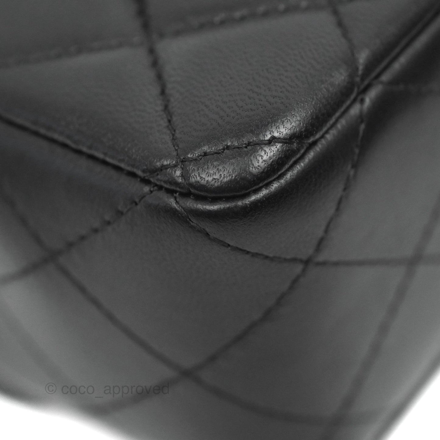 Chanel Quilted Mini Rectangular Flap Black Lambskin Silver Hardware