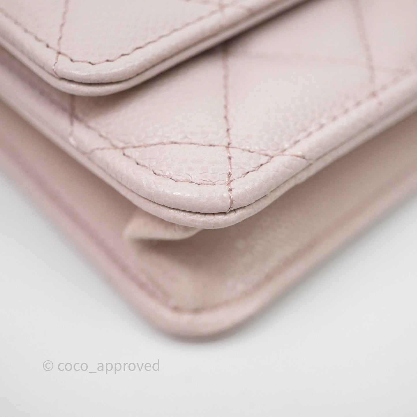 Chanel WOC Wallet On Chain CC Coco Chain Quilted Lilac Caviar Gold Hardware
