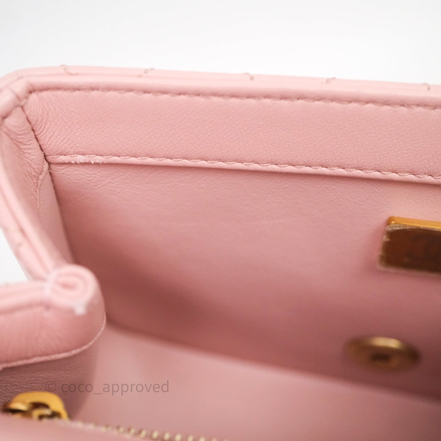 Chanel Quilted Mini Square Flap with Camellia Adjustable Chain Pink Clair Lambskin