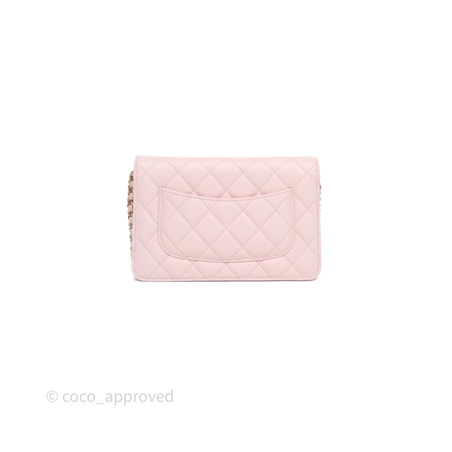 Chanel Classic Quilted Wallet on Chain WOC Light Pink Caviar Gold Hardware