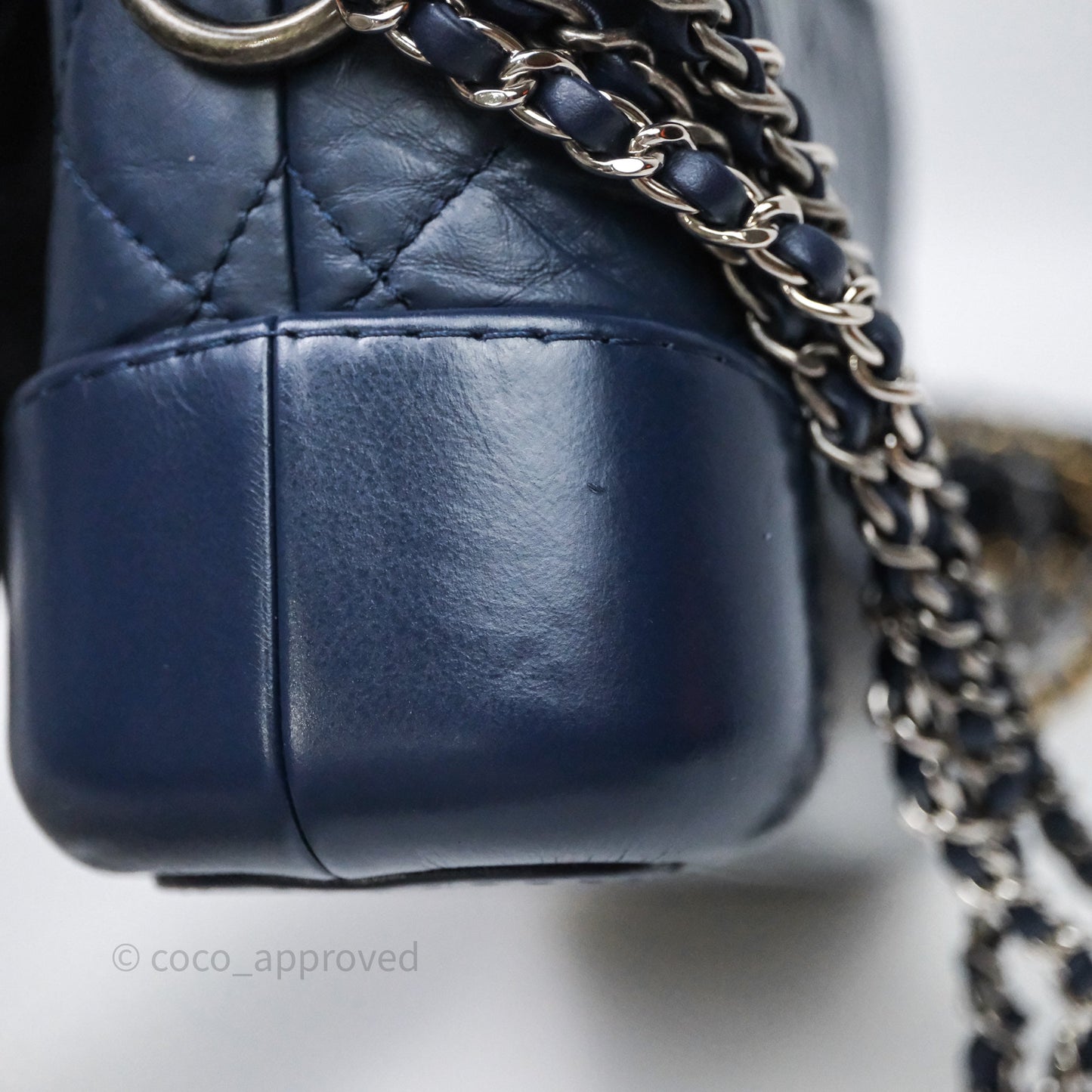 Chanel Quilted Small Gabrielle Hobo Navy Aged Calfskin Mixed Hardware
