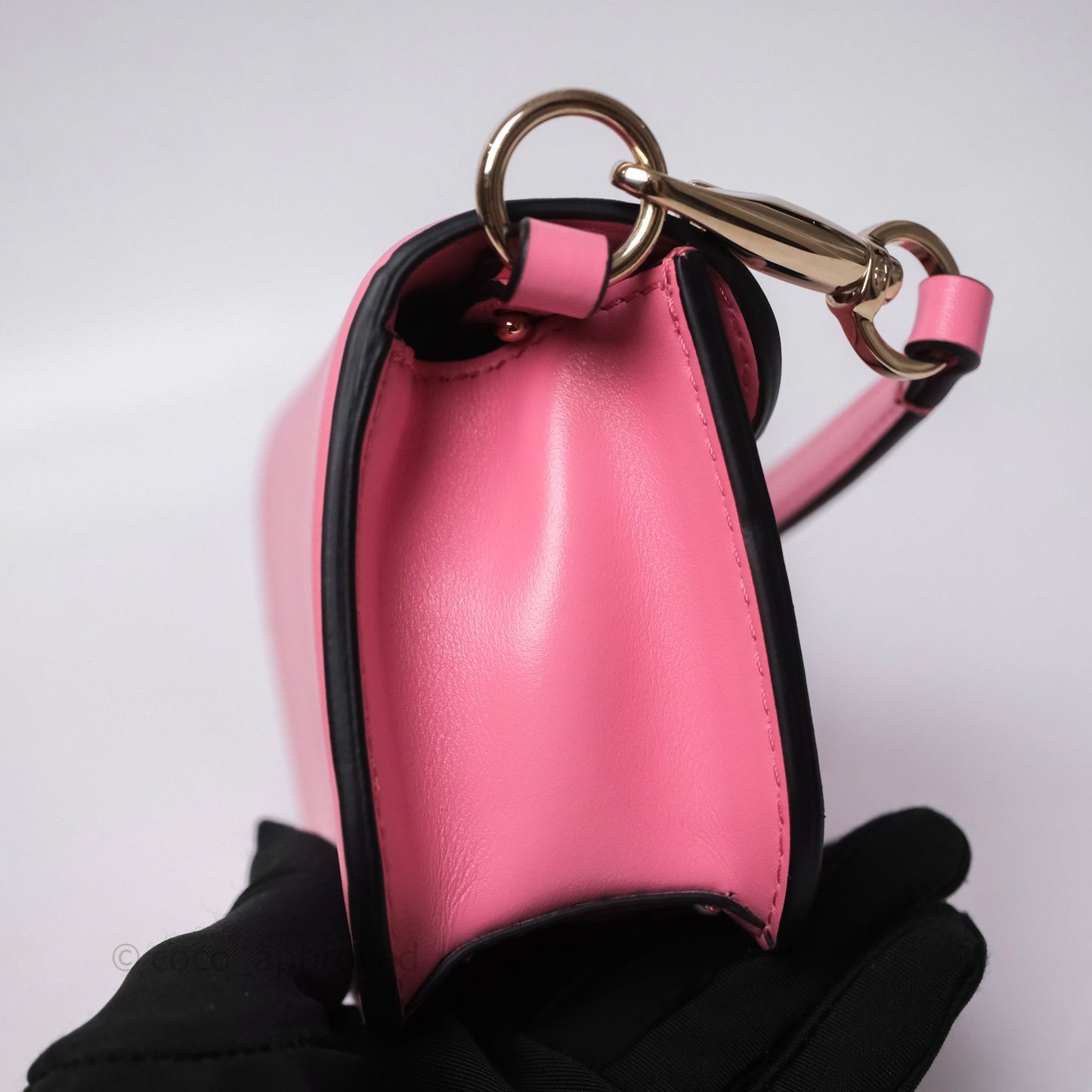 Valentino Garavani Locò Small Shoulder Bag Pink Calfskin Gold Hardware
