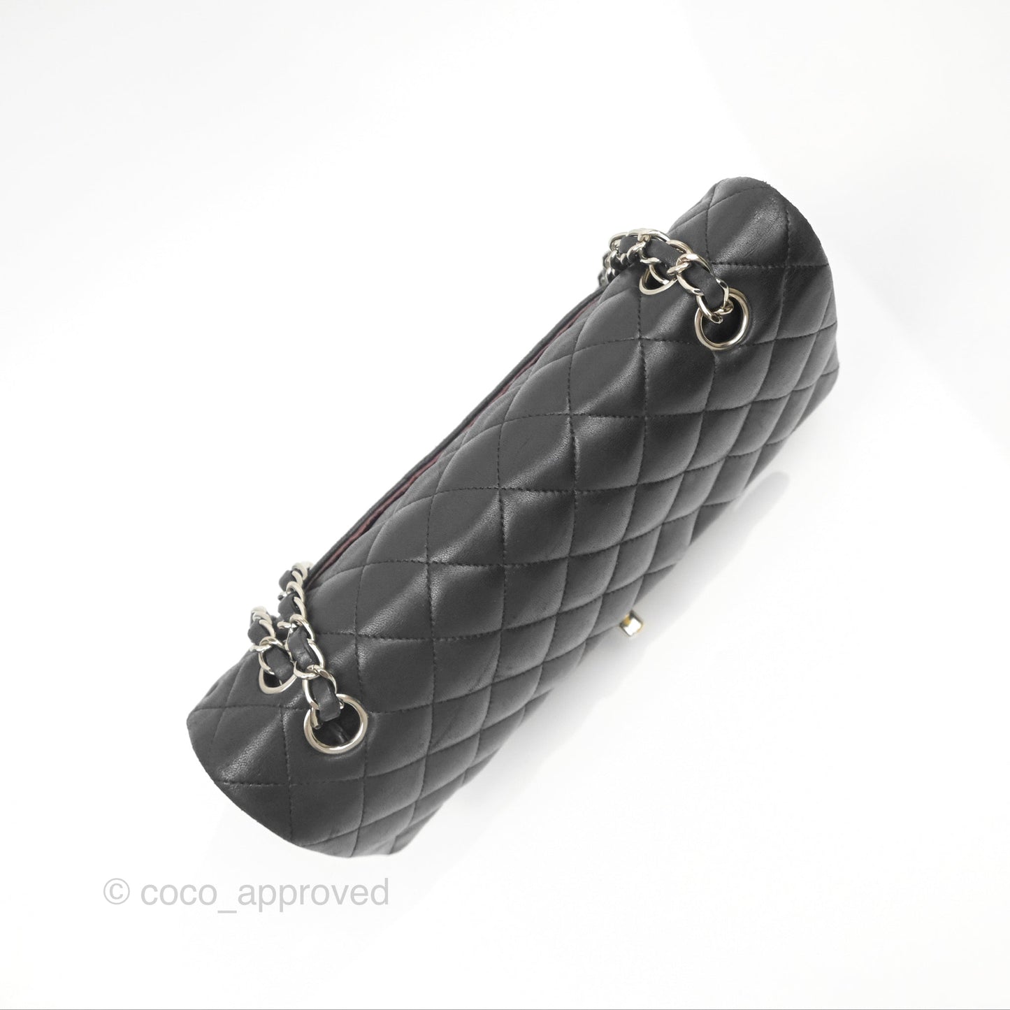Chanel Classic M/L Medium Flap Quilted Black Lambskin Silver Hardware