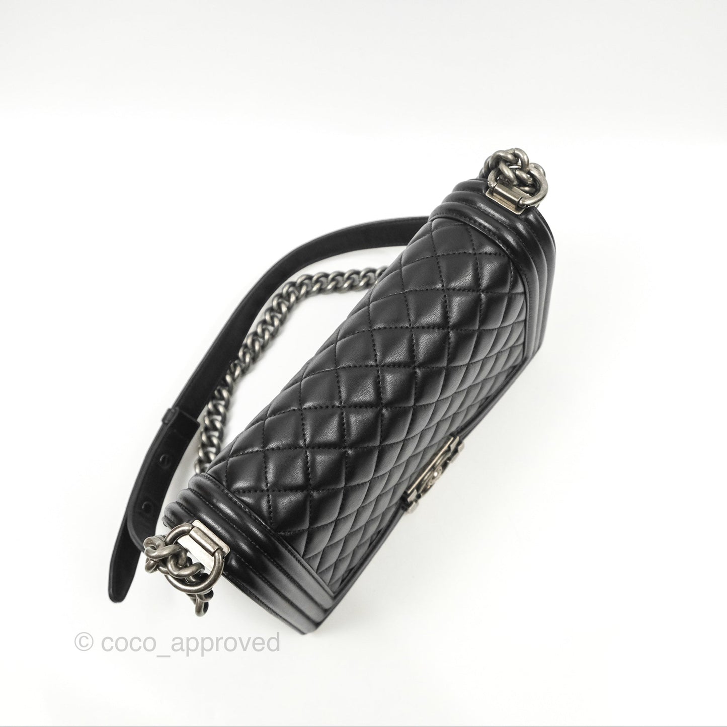 Chanel Quilted Medium Boy Black Lambskin Ruthenium Hardware