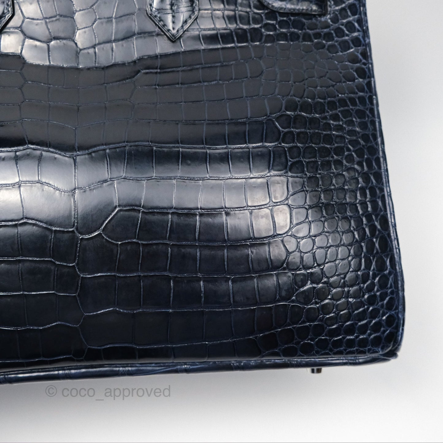 Hermès Birkin 35 Porosus Marine 78 Palladium Hardware