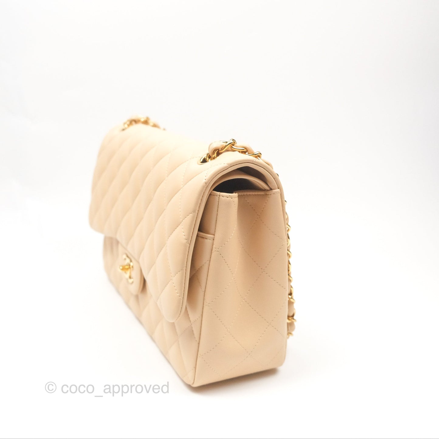 Chanel Jumbo Double Flap Beige Lambskin Gold Hardware⁣⁣