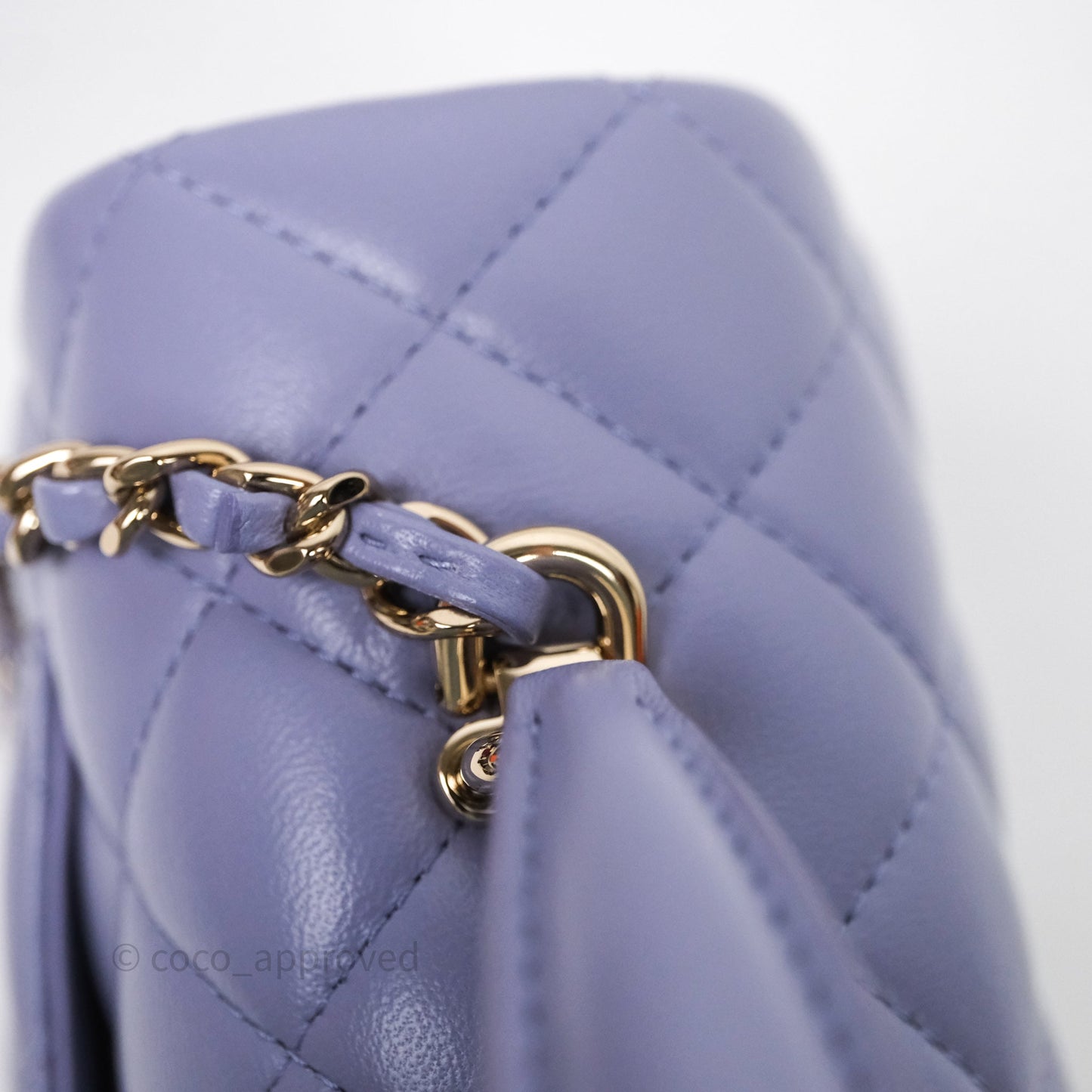 Chanel Top Handle Mini Rectangular Flap Purple Lambskin Gold Hardware