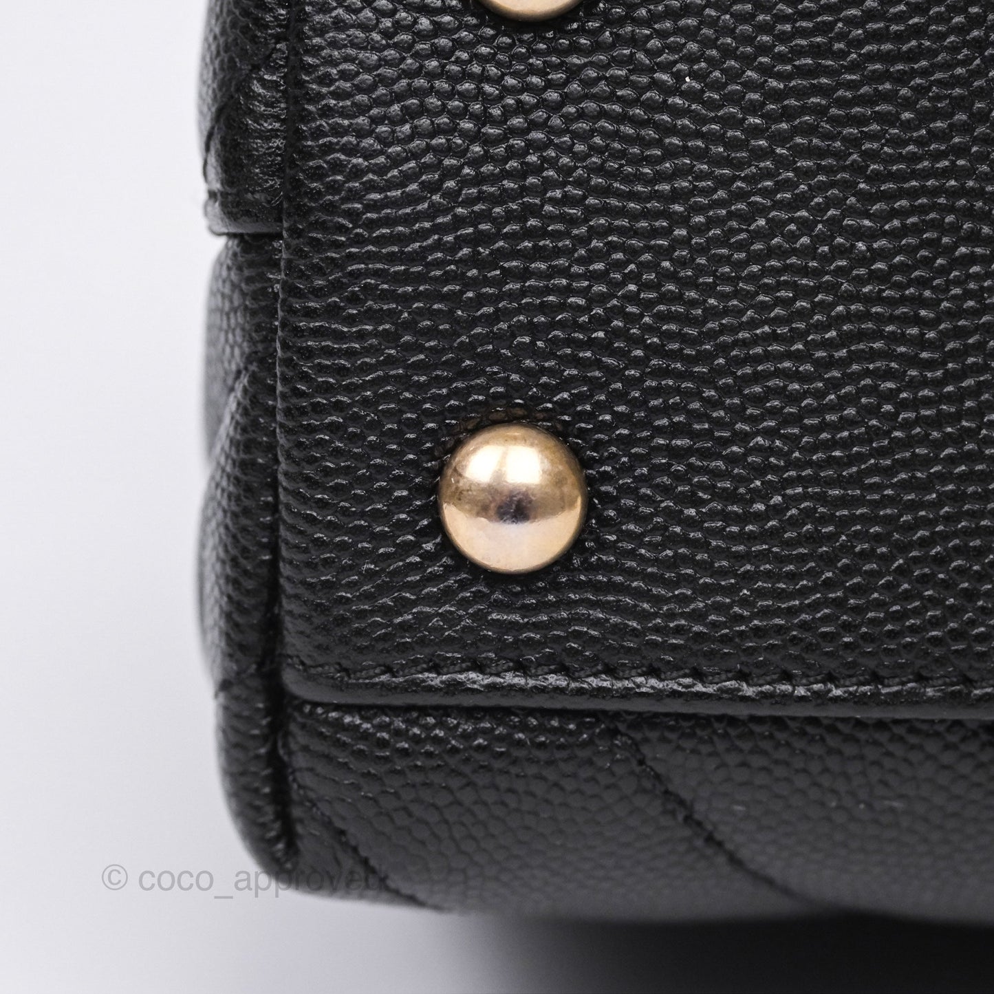 Chanel Small Coco Handle Chevron Black Caviar Aged Gold Hardware Lizard Handle