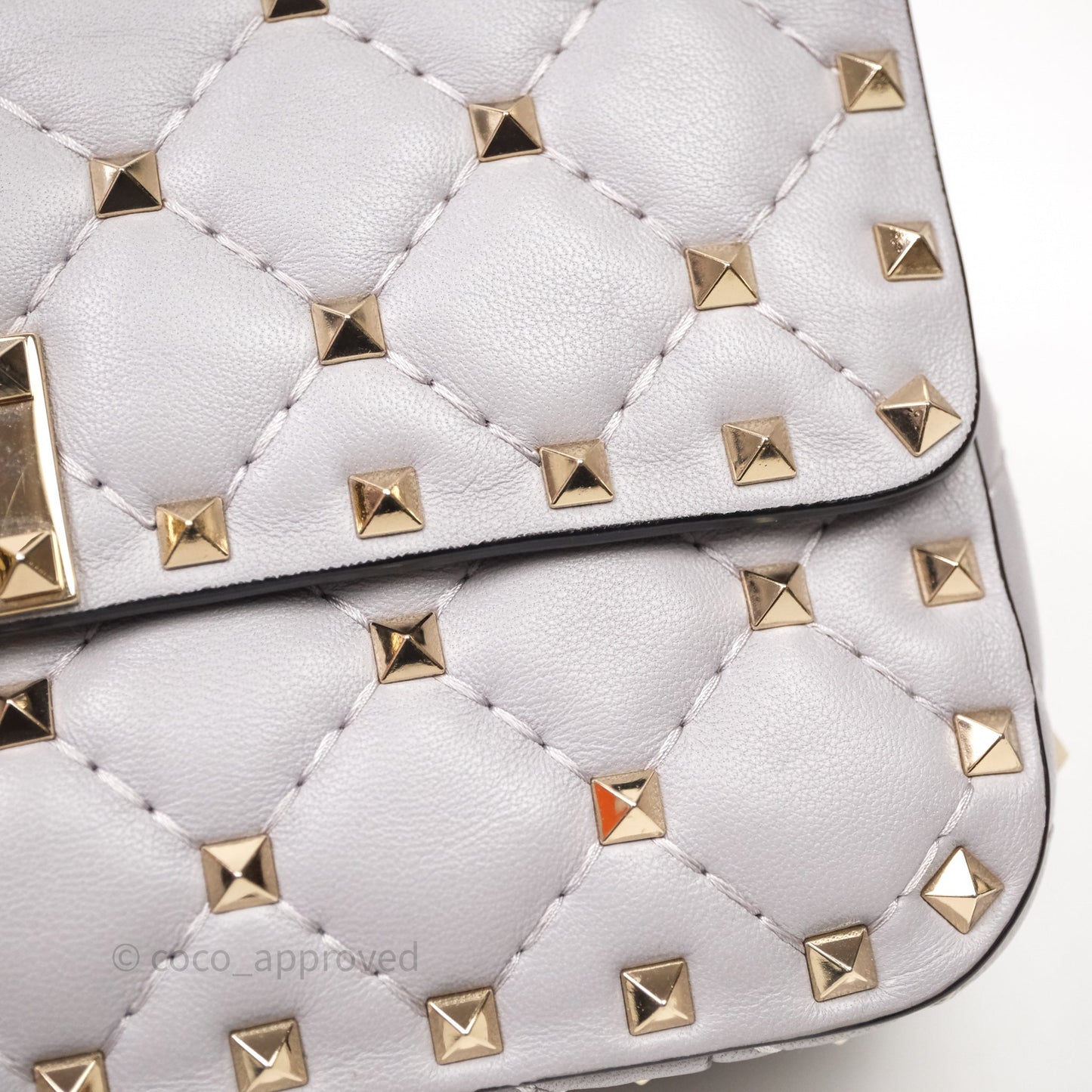 Valentino Small Nappa Rockstud Spike Bag Grey Gold Hardware