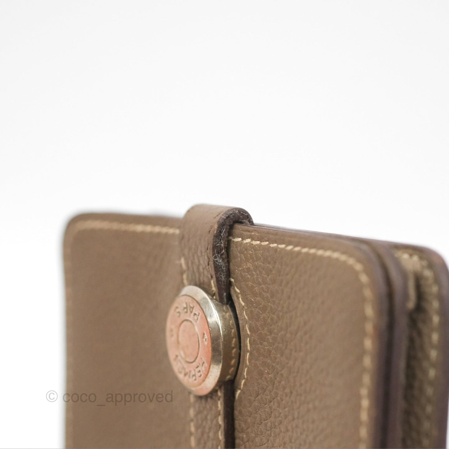 Hermes Dogon Card Case Etoupe Togo Palladium Hardware