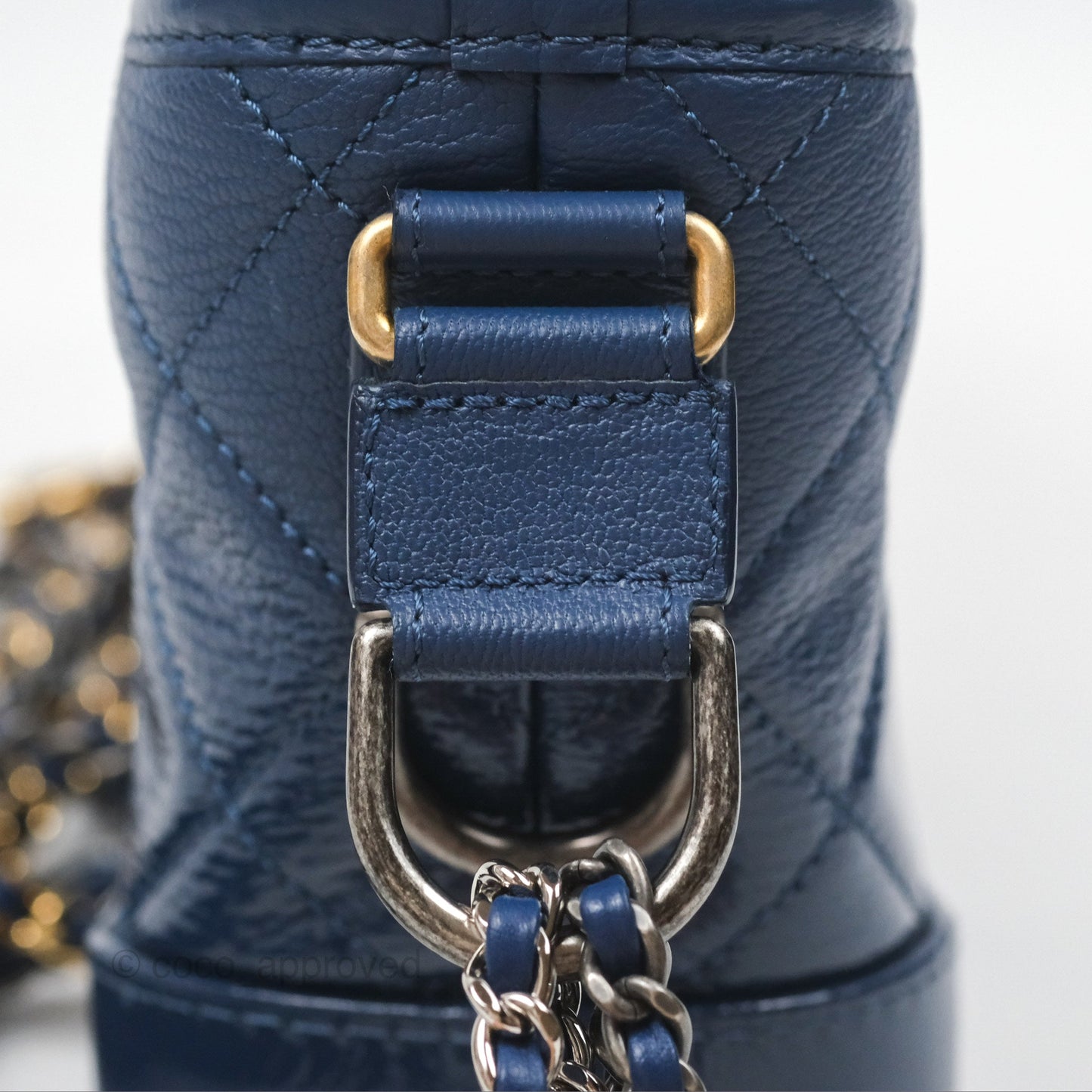 Chanel Small Gabrielle Hobo Blue Patent Goatskin Mixed Hardware