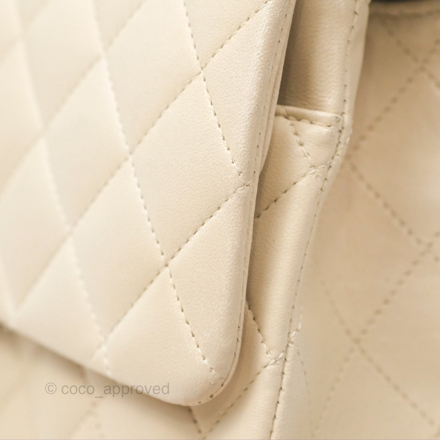 Chanel Classic M/L Medium Flap Quilted Pale Beige Lambskin Gun Metal