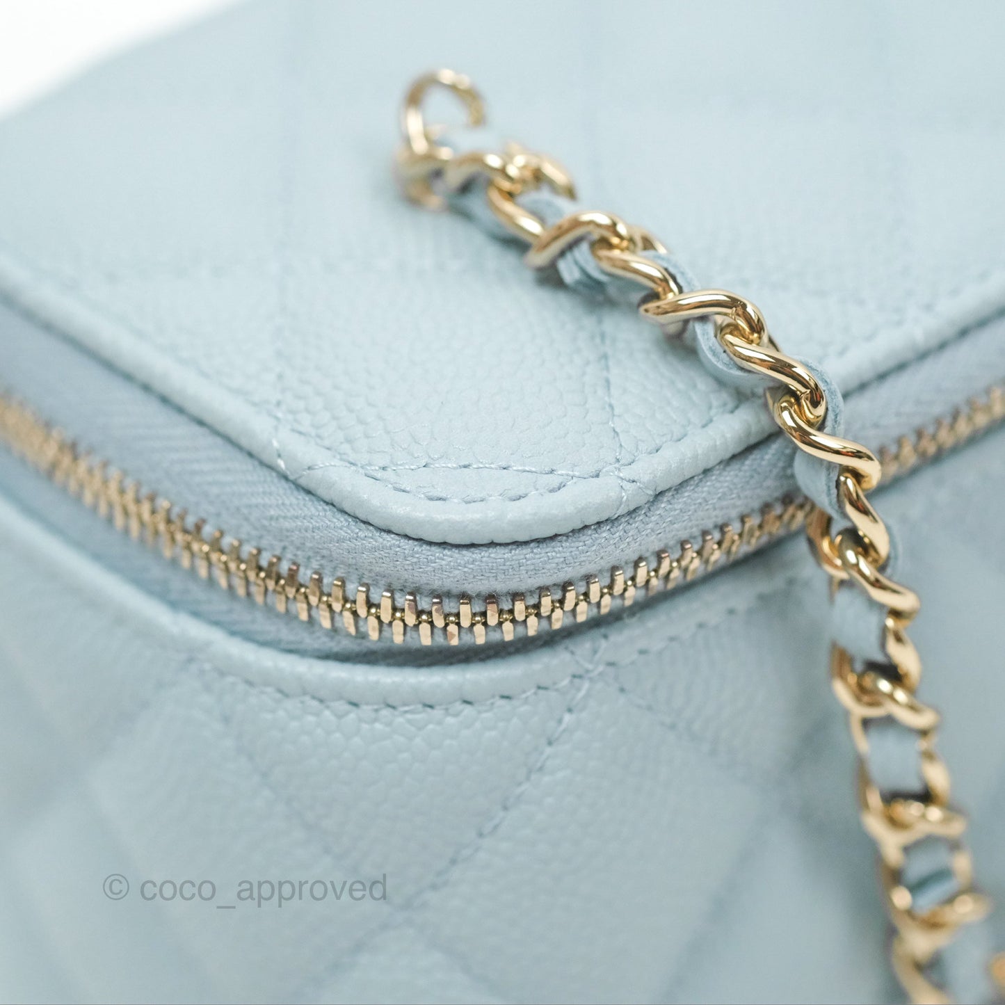 Chanel Vanity with CC Chain Light Blue Caviar Gold Hardware