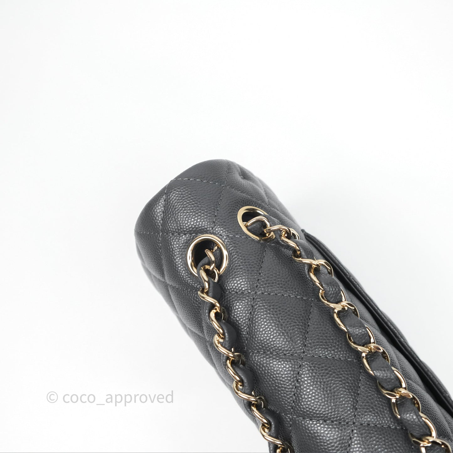 Chanel Classic M/L Medium Flap Quilted Dark Grey Caviar Gold Hardware