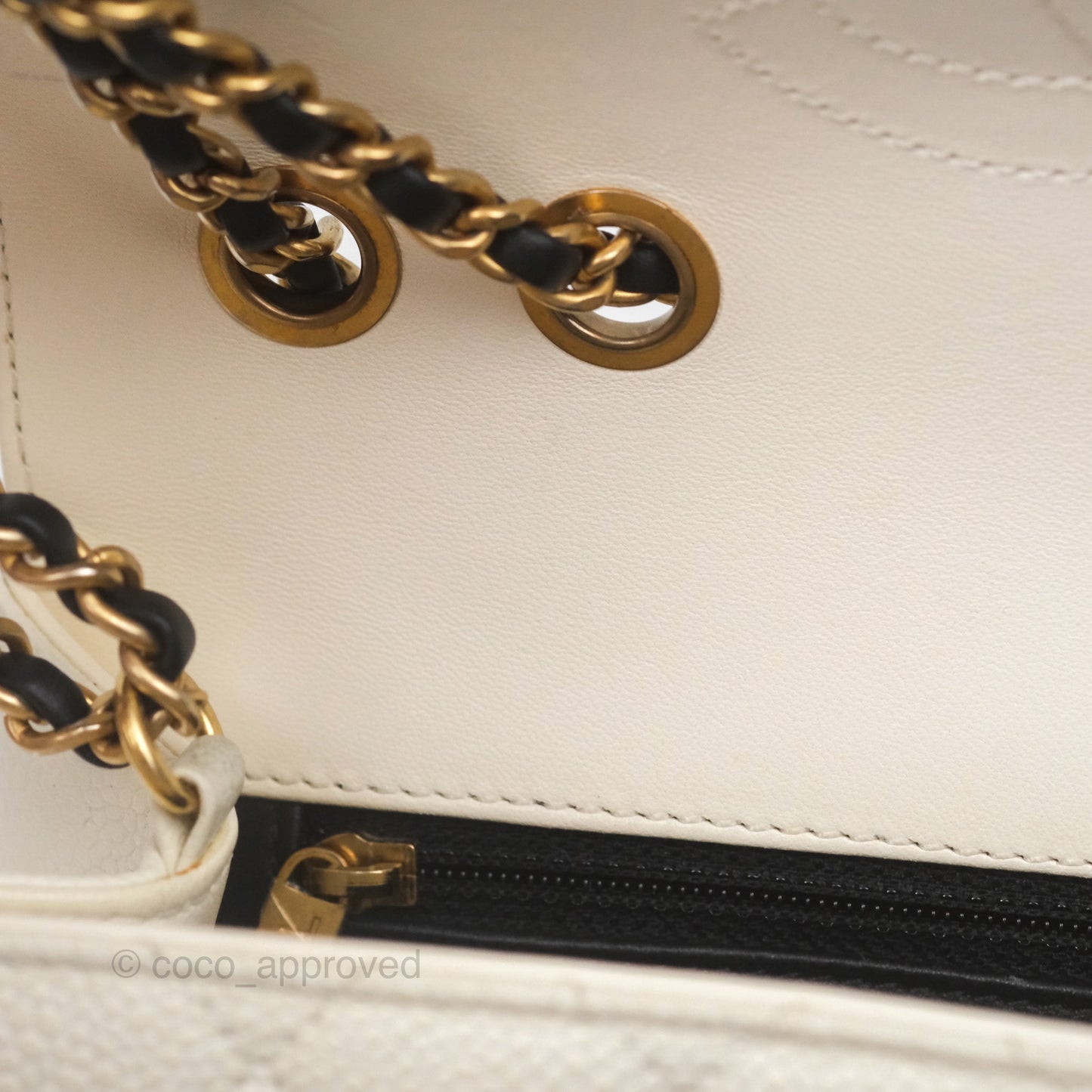Chanel Small CC Filigree Flap Quilted Ivory Caviar