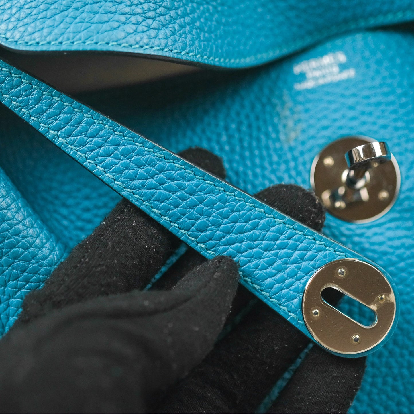 Hermès Lindy 34 Blue Paon Clemence Palladium Hardware