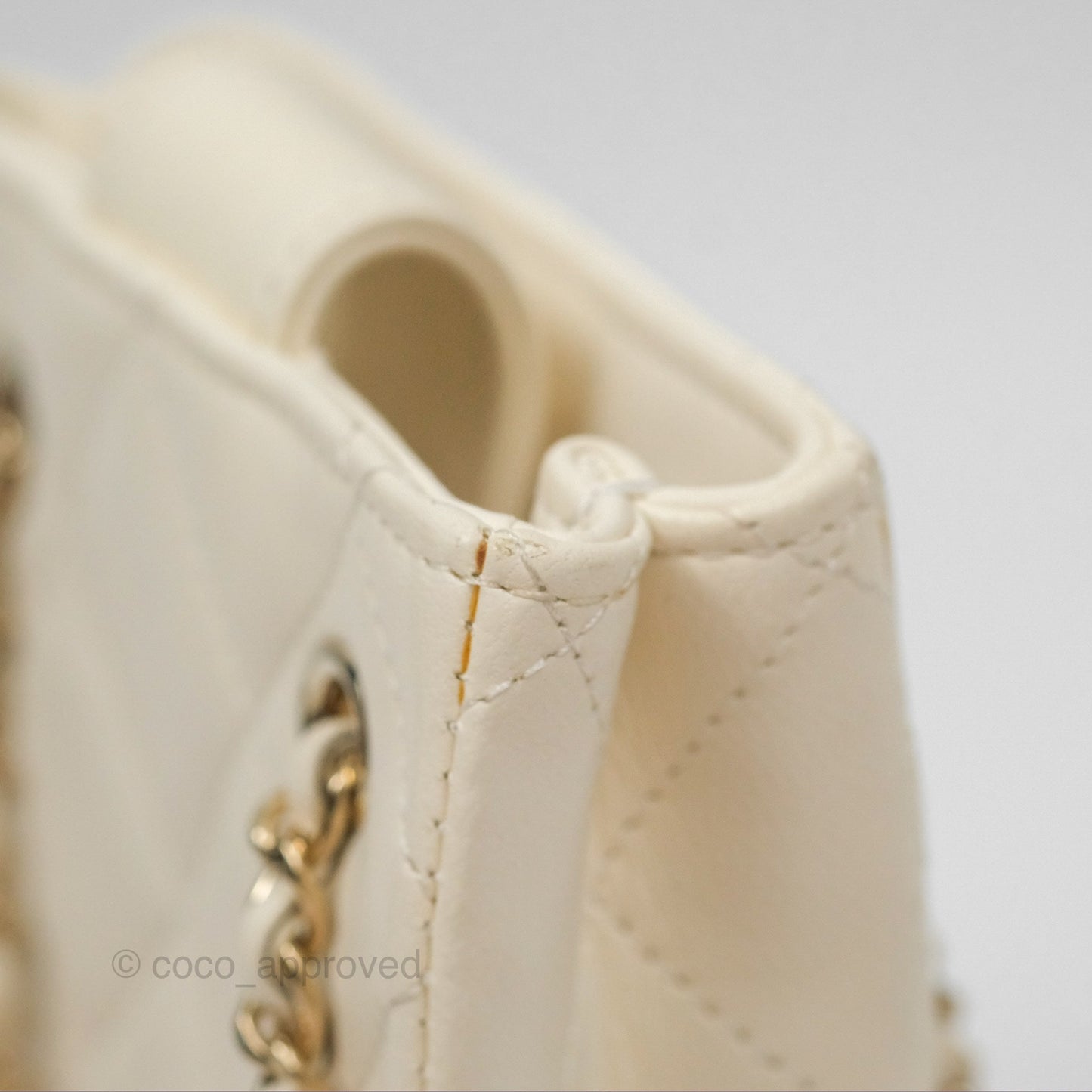 Chanel Mini Square Clutch with Chain Ivory Lambskin Gold Hardware 22C