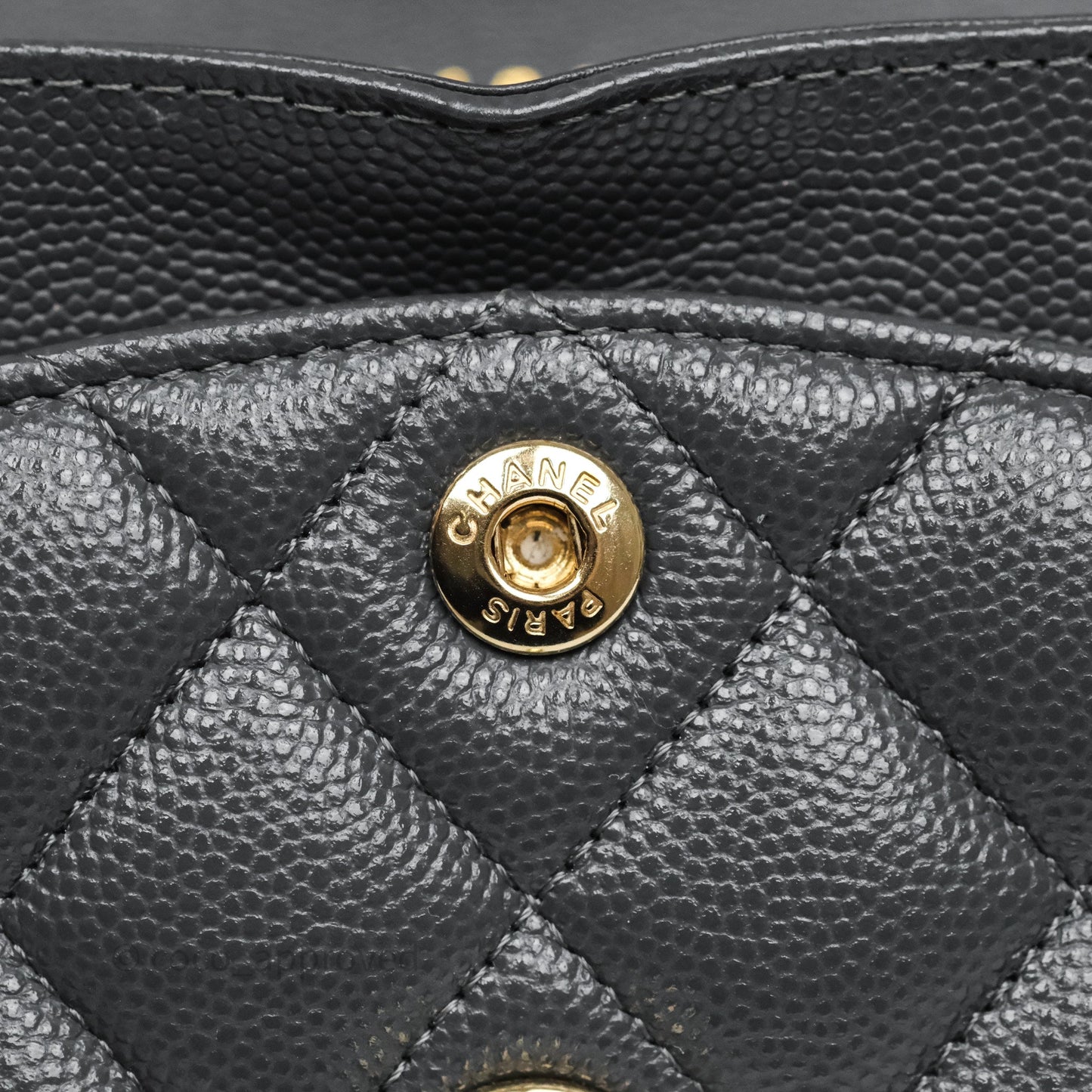 Chanel Small Classic Flap Quilted Dark Grey Caviar Gold Hardware
