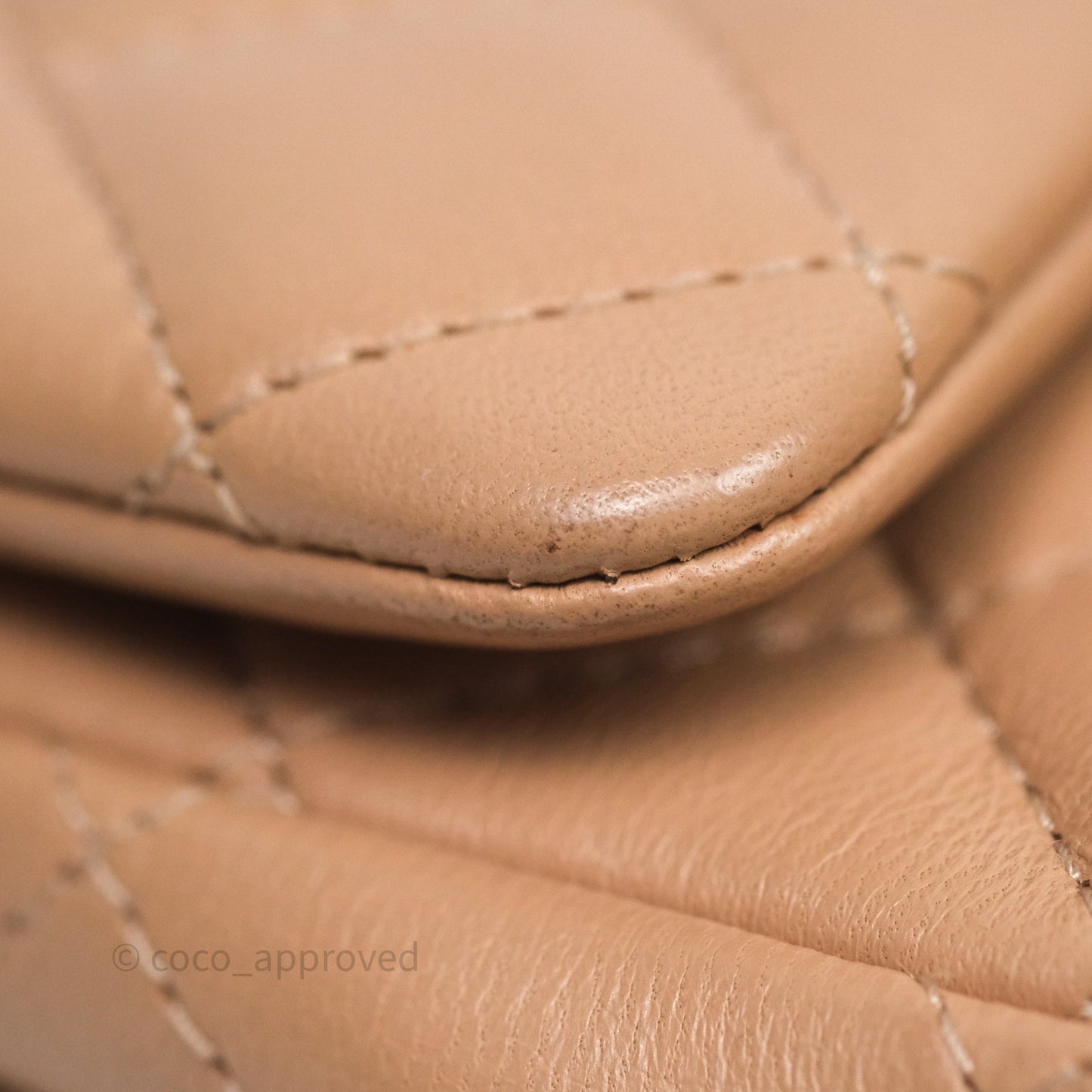 Chanel Mini Square Flap Quilted Beige Lambskin Gold Hardware