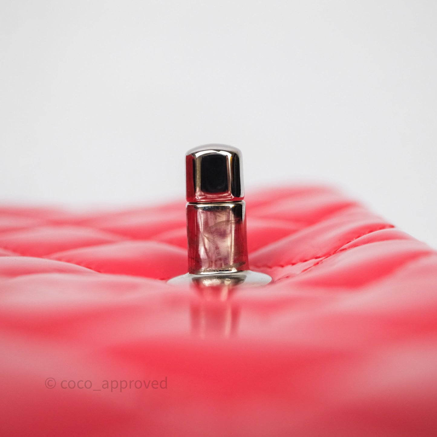 Chanel Mini Rectangular Quilted Red Patent Silver Hardware