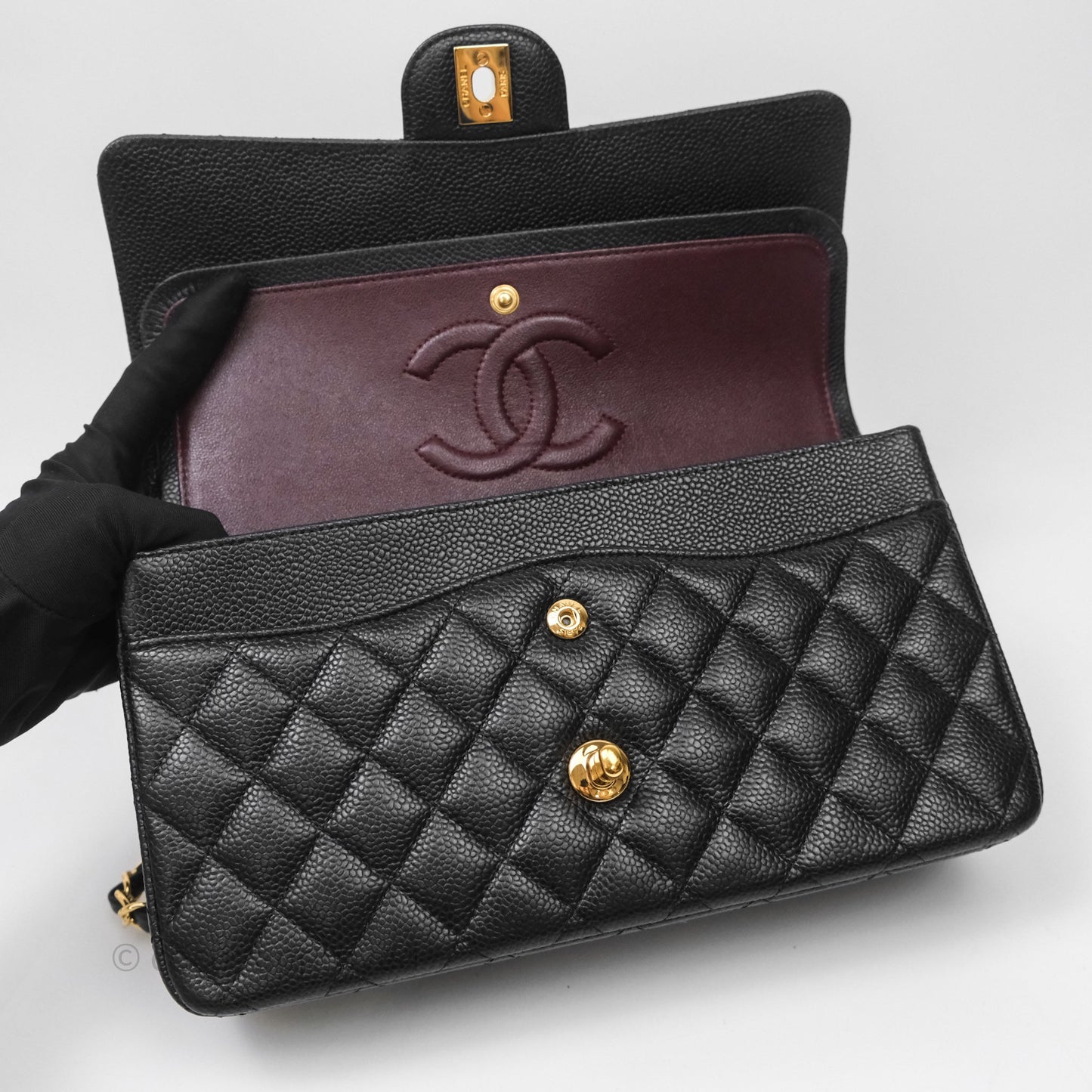 Chanel Classic Medium Flap Quilted Black Caviar Gold Hardware