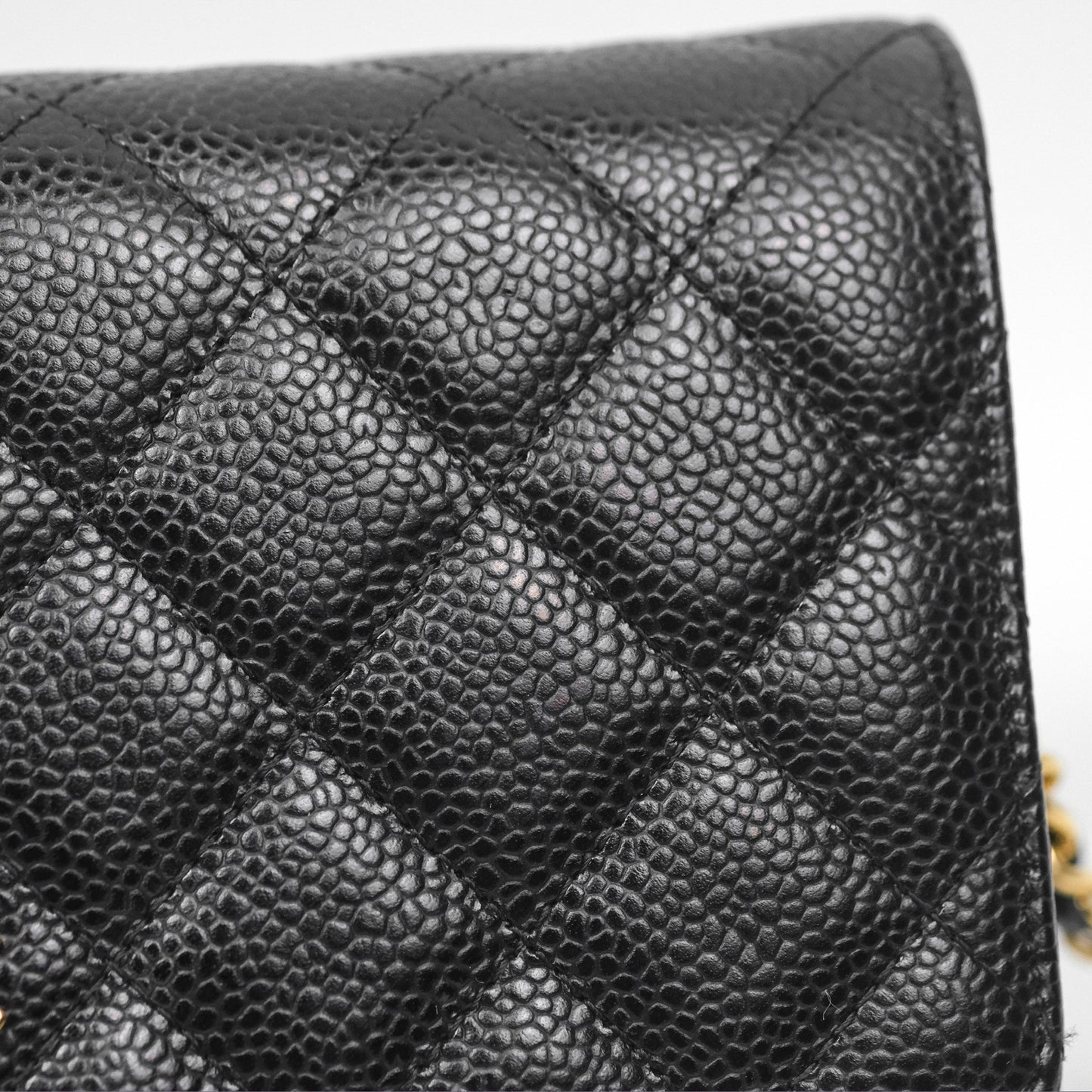 Chanel Classic Wallet On Chain WOC Quilted Black Caviar Gold Hardware