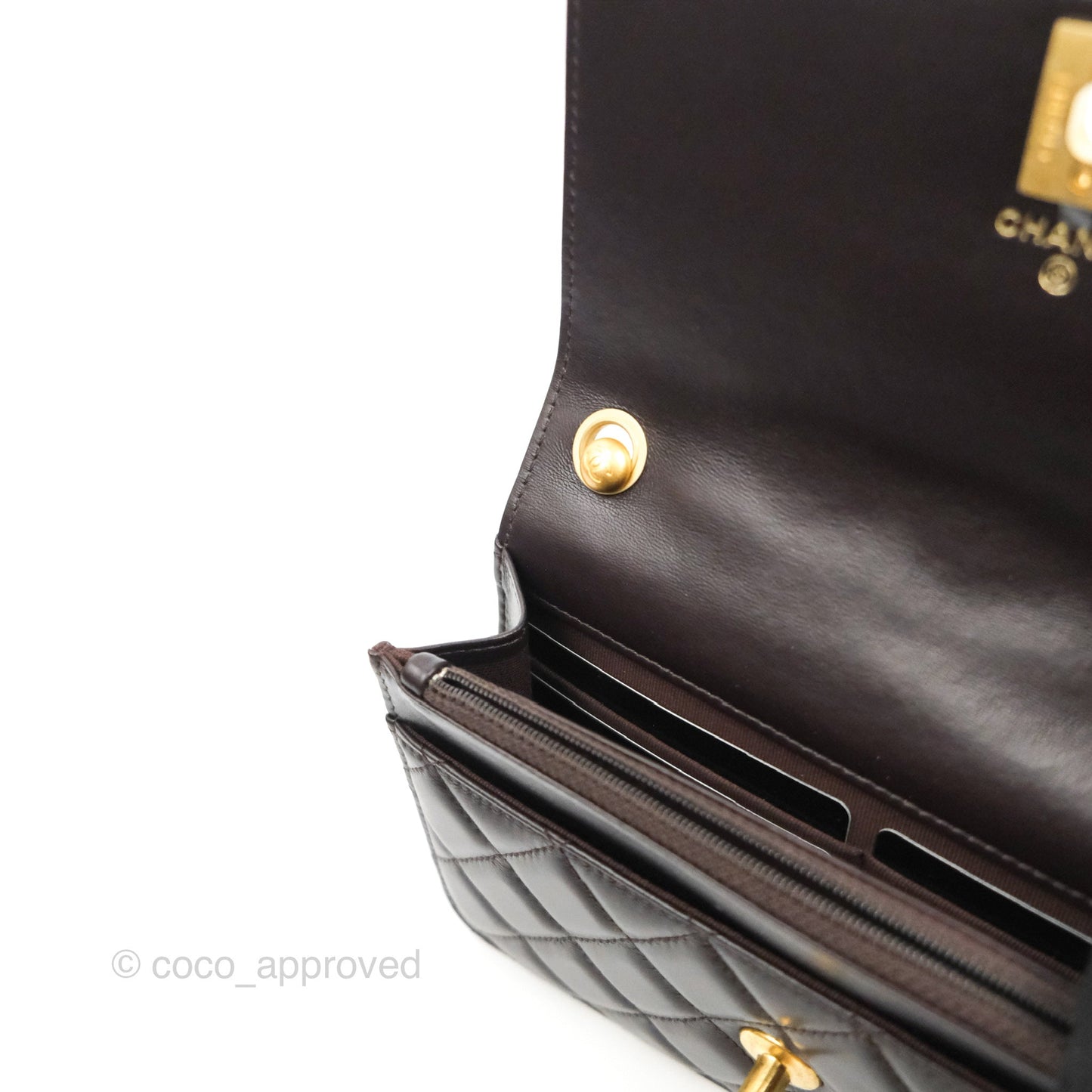 Chanel Quilted Wallet on Chain WOC Adjustable Chain Brown Lambskin Aged Gold Hardware 22K