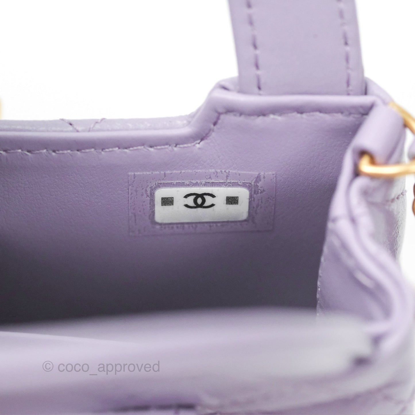 Chanel Mini Nano Kelly Bag Purple Shiny Calfskin Aged Gold Hardware