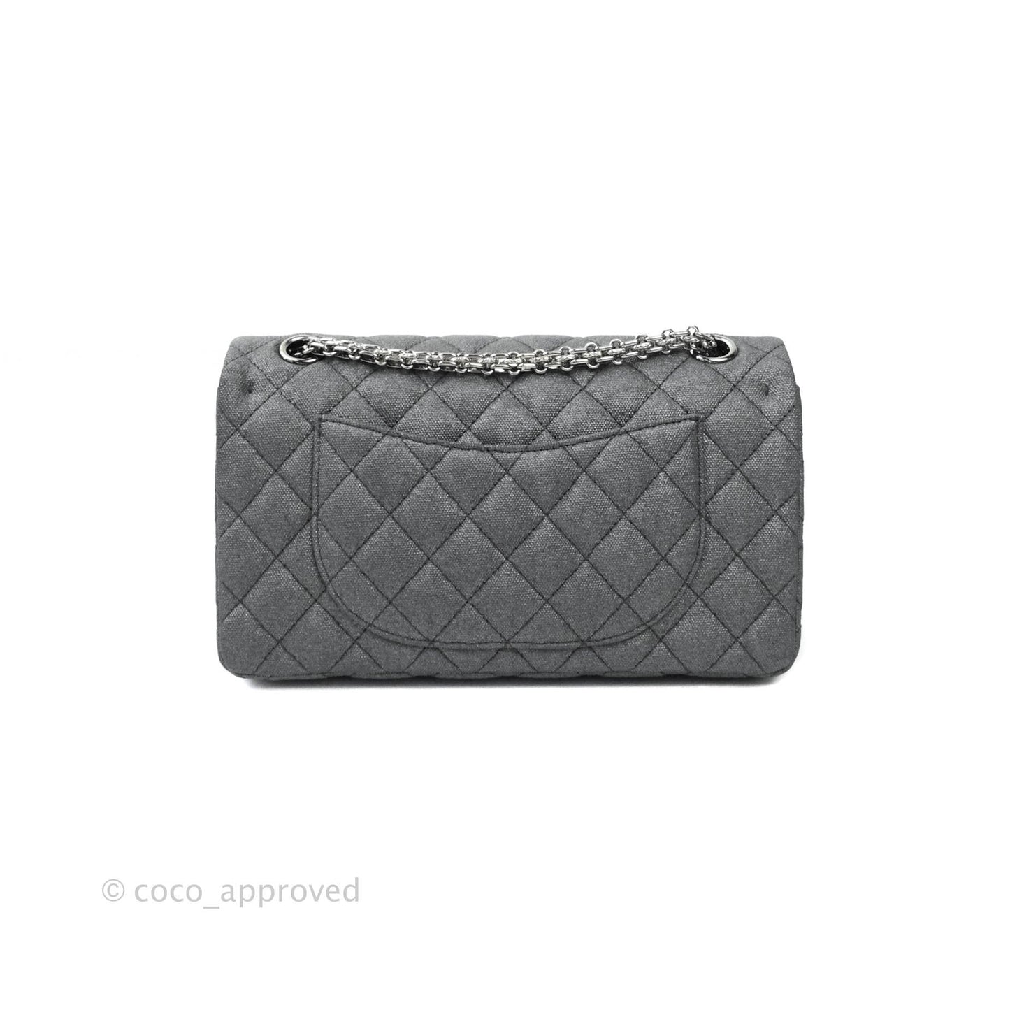 Chanel 2.55 Reissue Lucky Charms 225 Flap Iridescent Metallic Grey Canvas Gun Metal