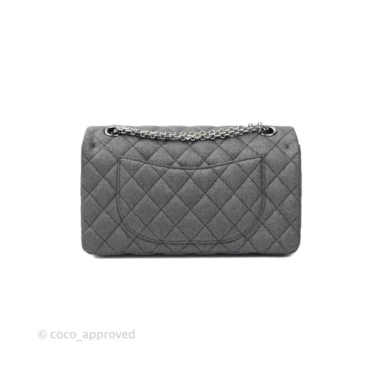 Chanel 2.55 Reissue Lucky Charms 225 Flap Iridescent Metallic Grey Canvas Gun Metal