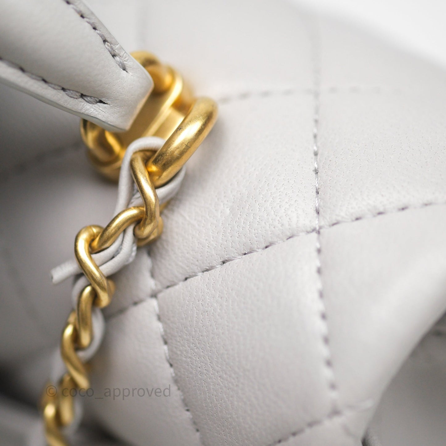 Chanel Top Handle Mini Rectangular Flap Bag Grey Lambskin Aged Gold Hardware