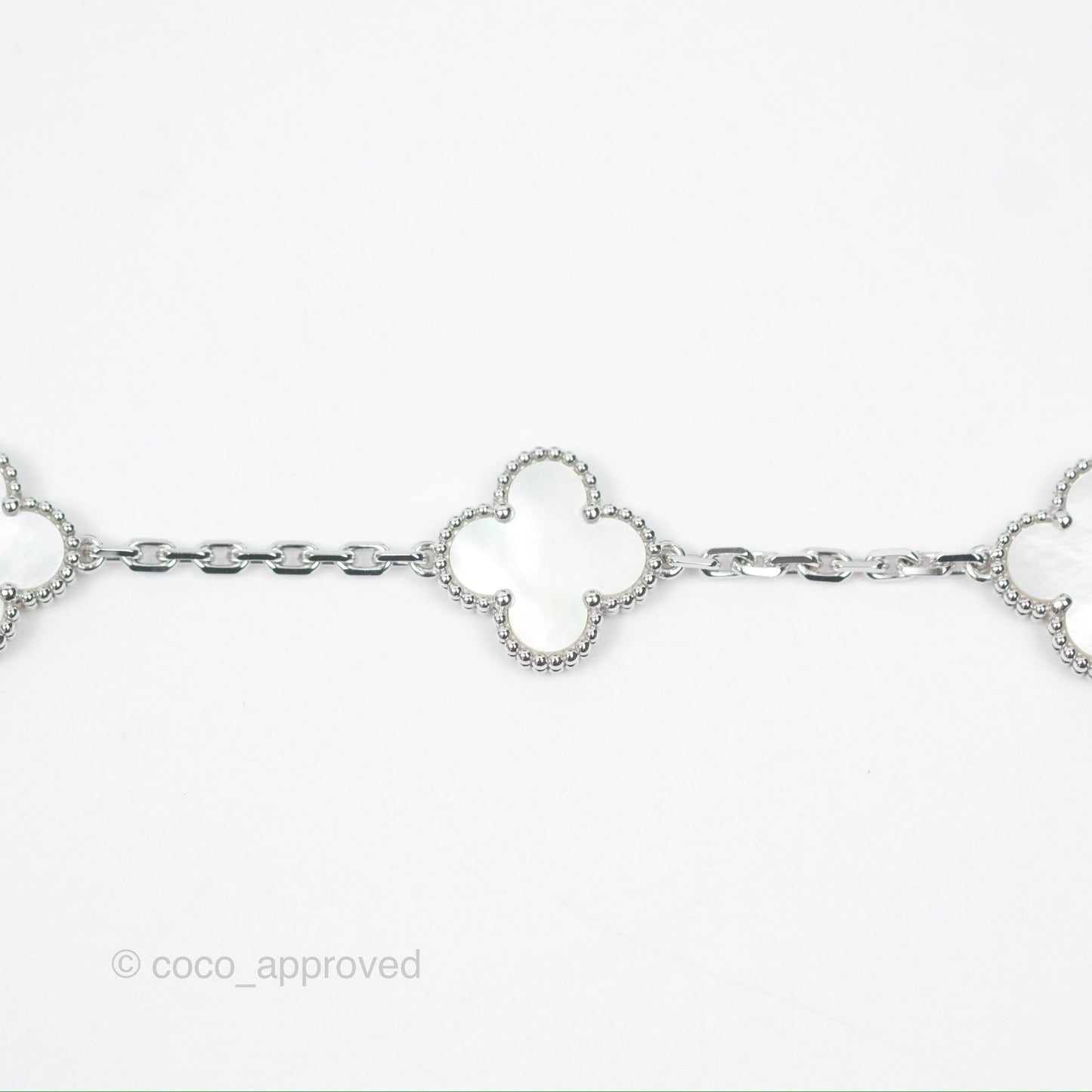 Van Cleef & Arpels Vintage Alhambra 5 Motifs White Mother-of-pearl White Gold Bracelet