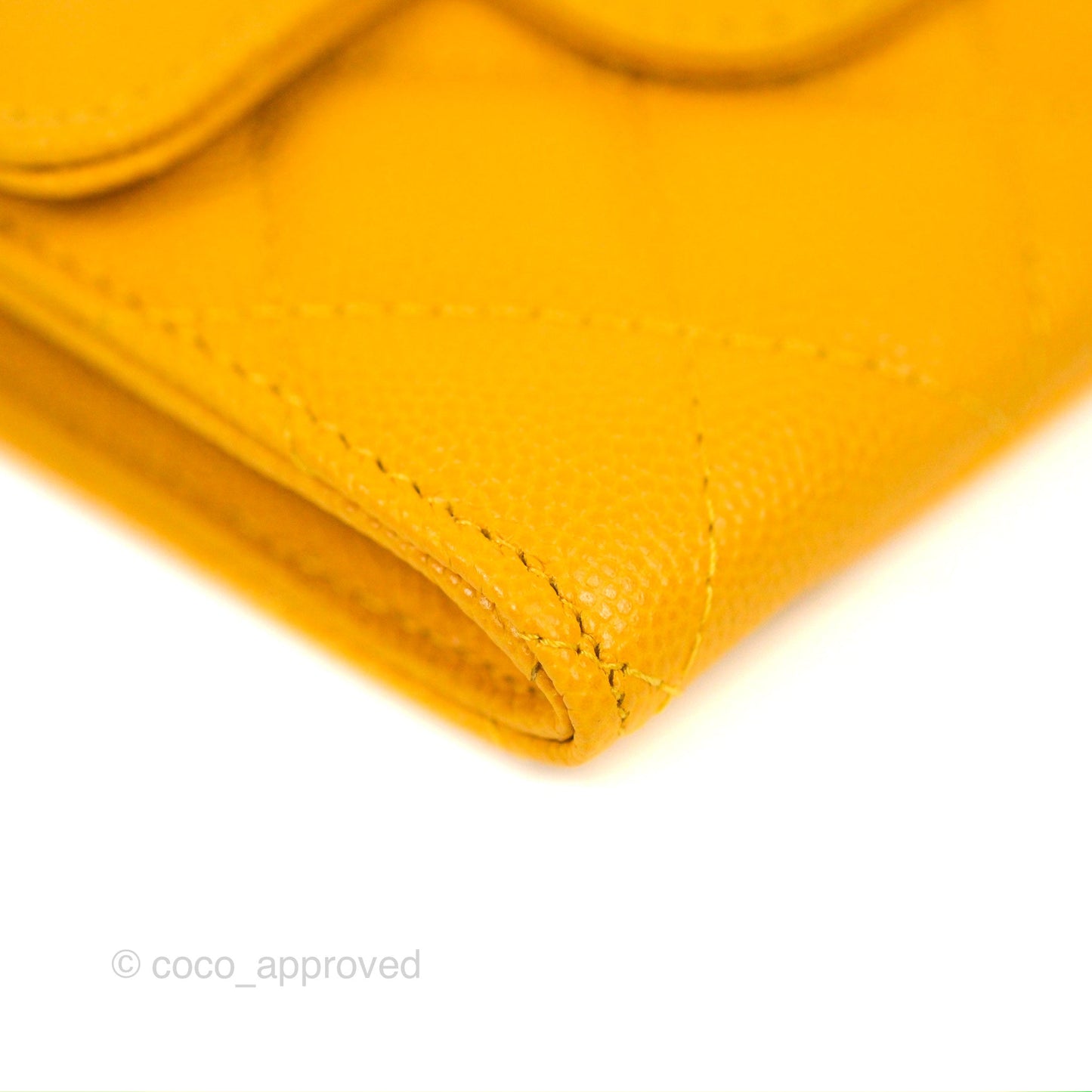 Chanel Classic Flap Coin Purse Yellow Caviar Gold Hardware