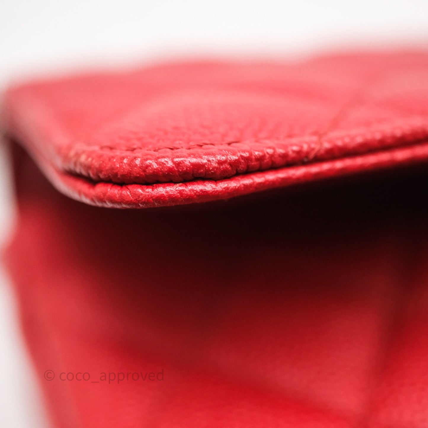 Chanel Classic M/L Medium Flap Quilted Red Caviar Silver Hardware