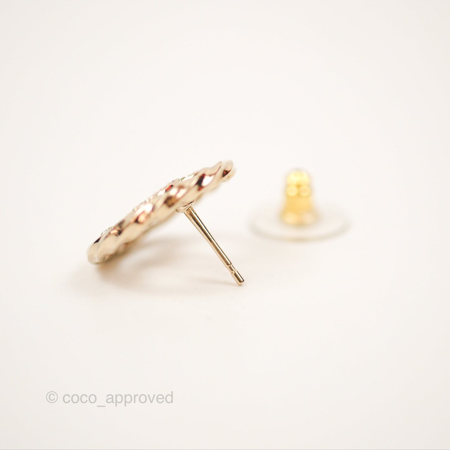 Chanel CC Crystal Twist Round Earrings Gold Tone 23B