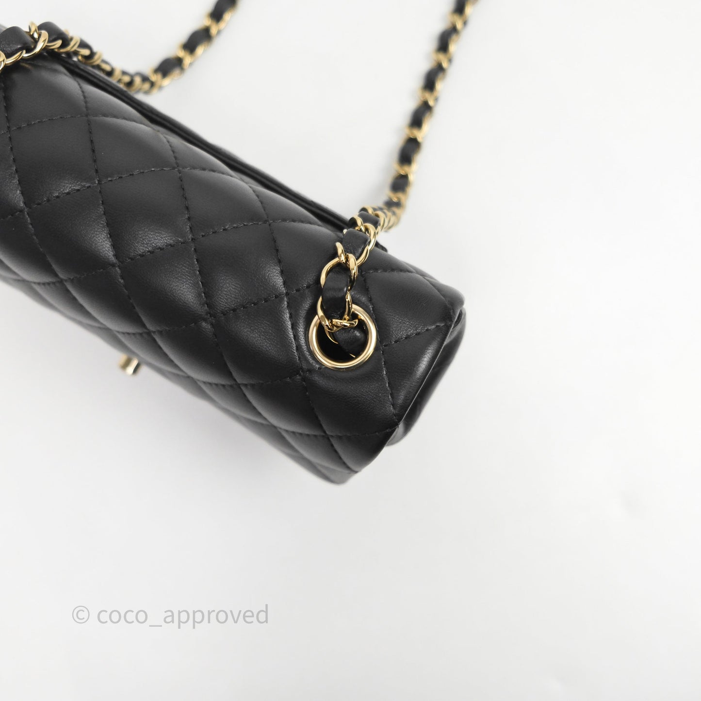 Chanel Mini Rectangular Black Lambskin Bag Gold Hardware