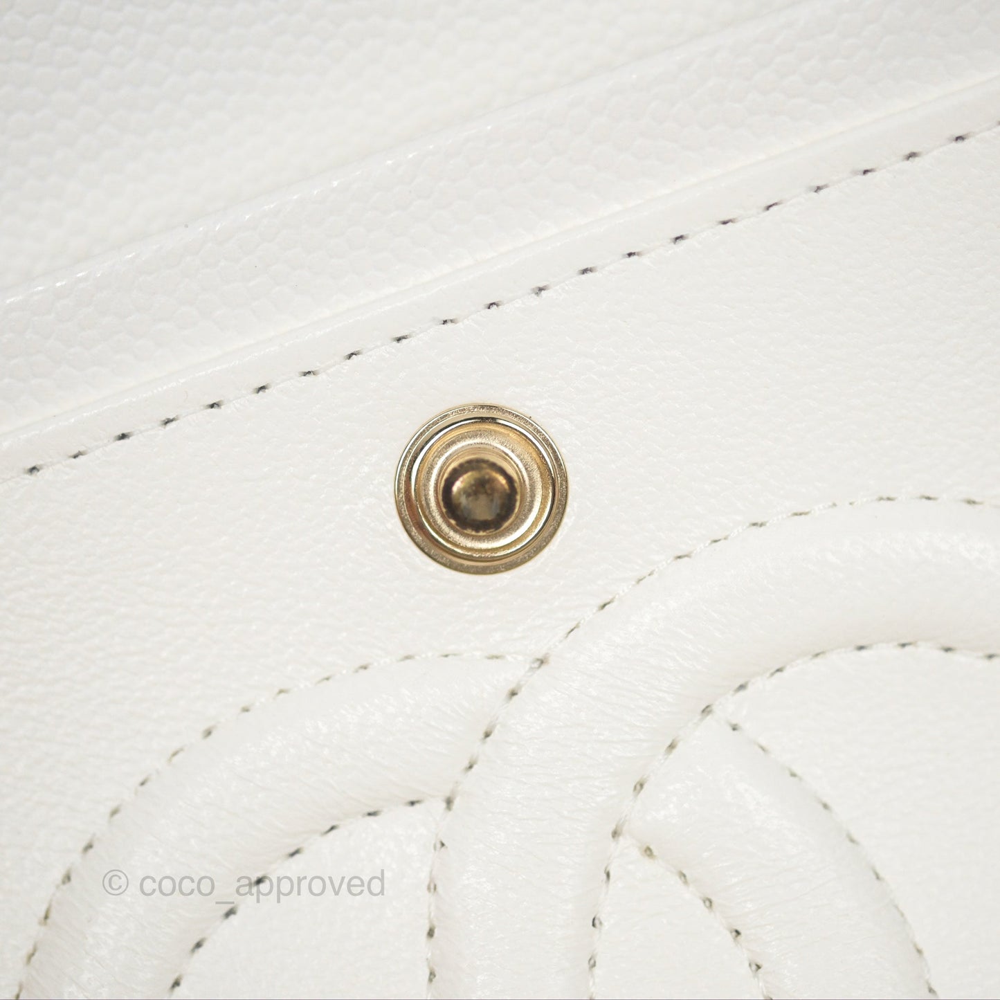 Chanel Classic M/L Medium Flap Quilted White Caviar Gold Hardware